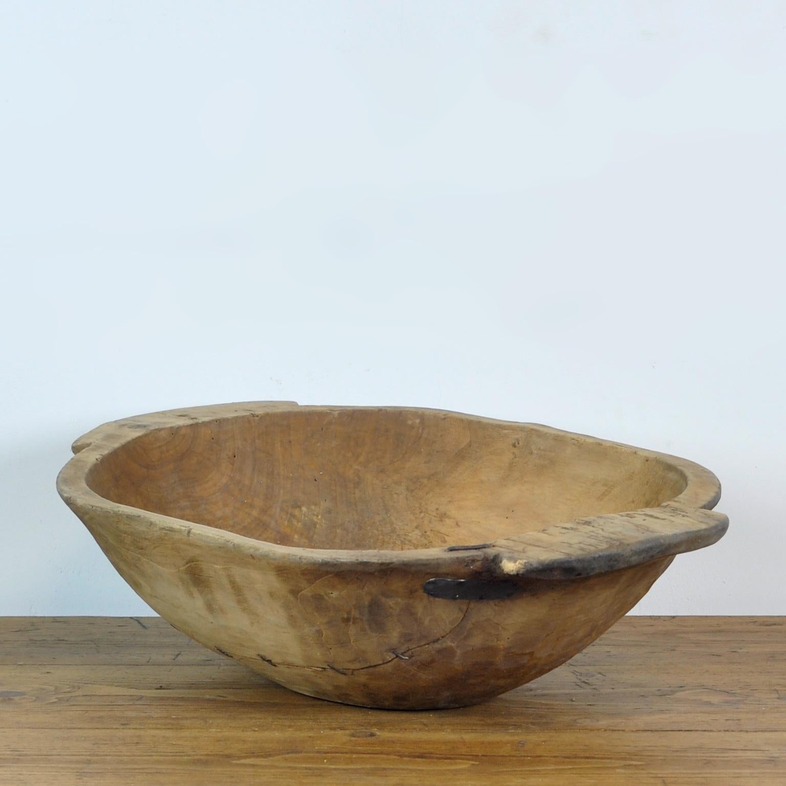 Rustic Handmade Wooden Dough Bowl, 1900’s For Sale