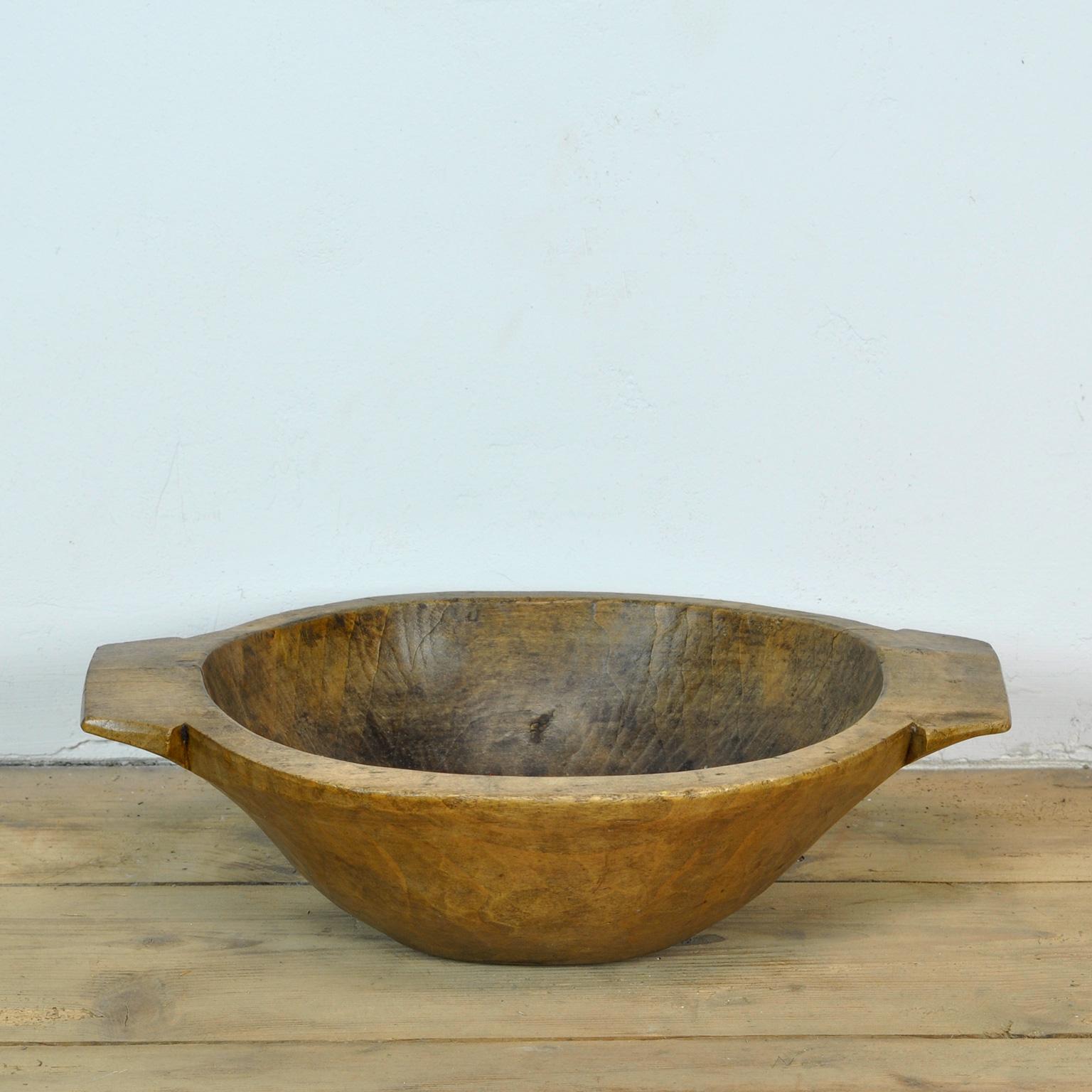 Beautiful hand carved Hungarian dough bowl, circa 1920's. Made of fruitwood.