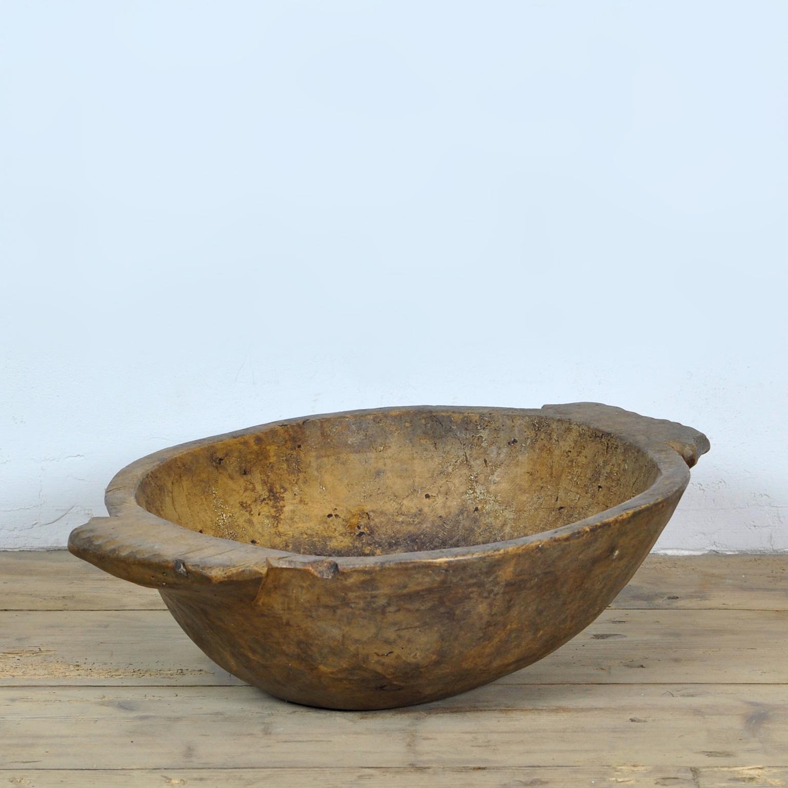 Rustic Handmade Wooden Dough Bowl, Early 1900s For Sale