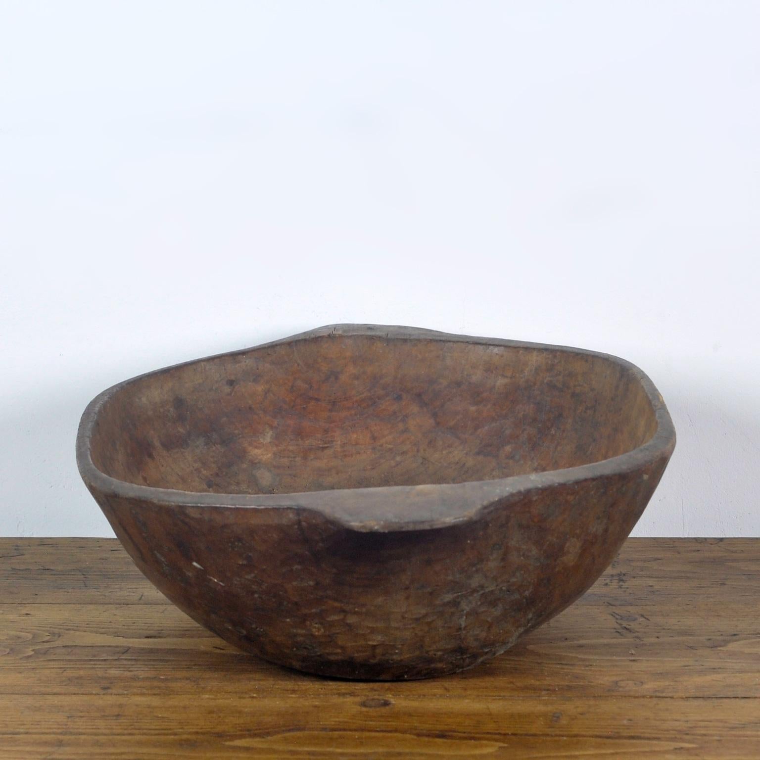 Rustic Handmade Wooden Dough Bowl, Early 1900's For Sale