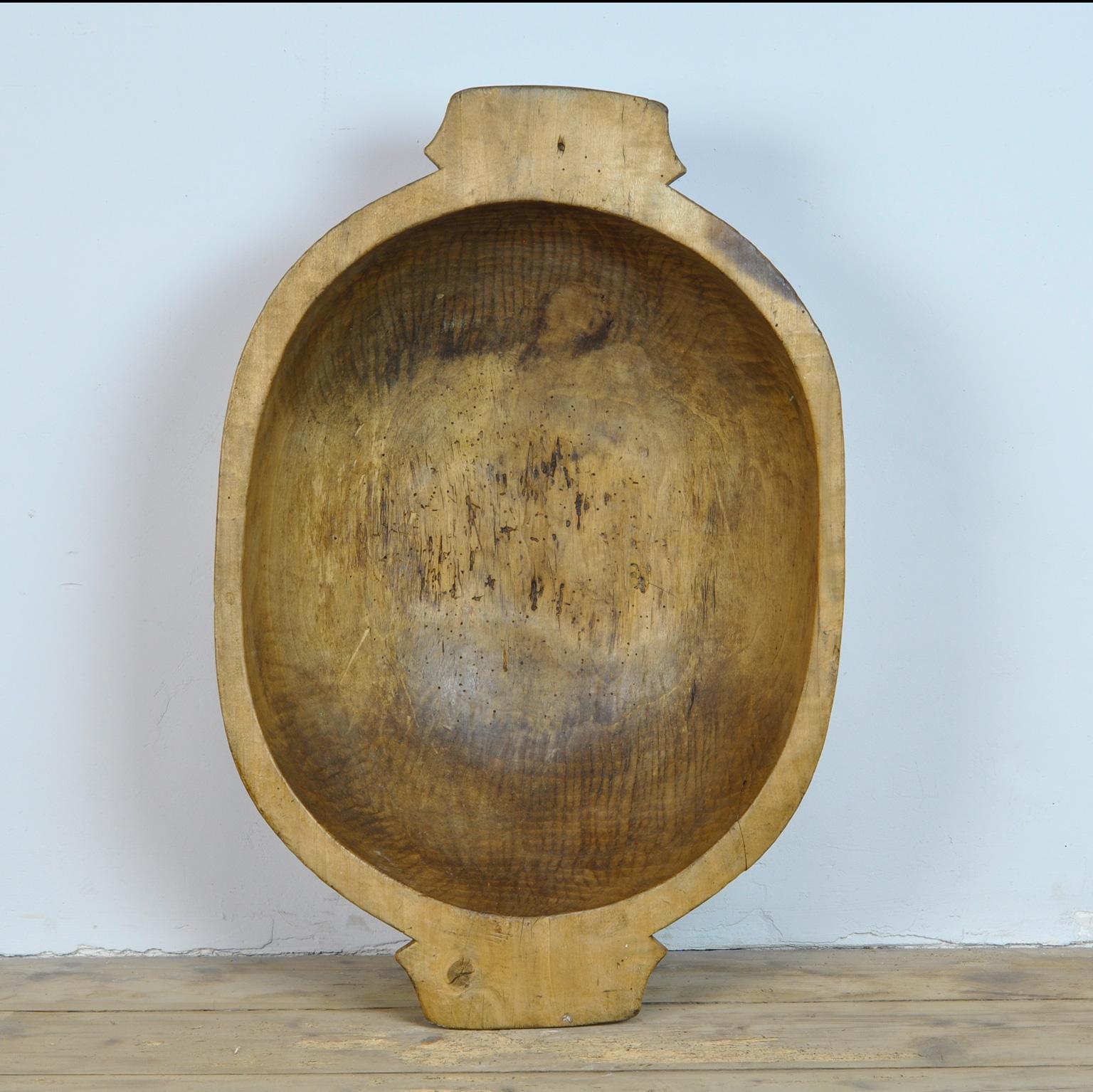 Hungarian Handmade Wooden Dough Bowl, Early 1900s