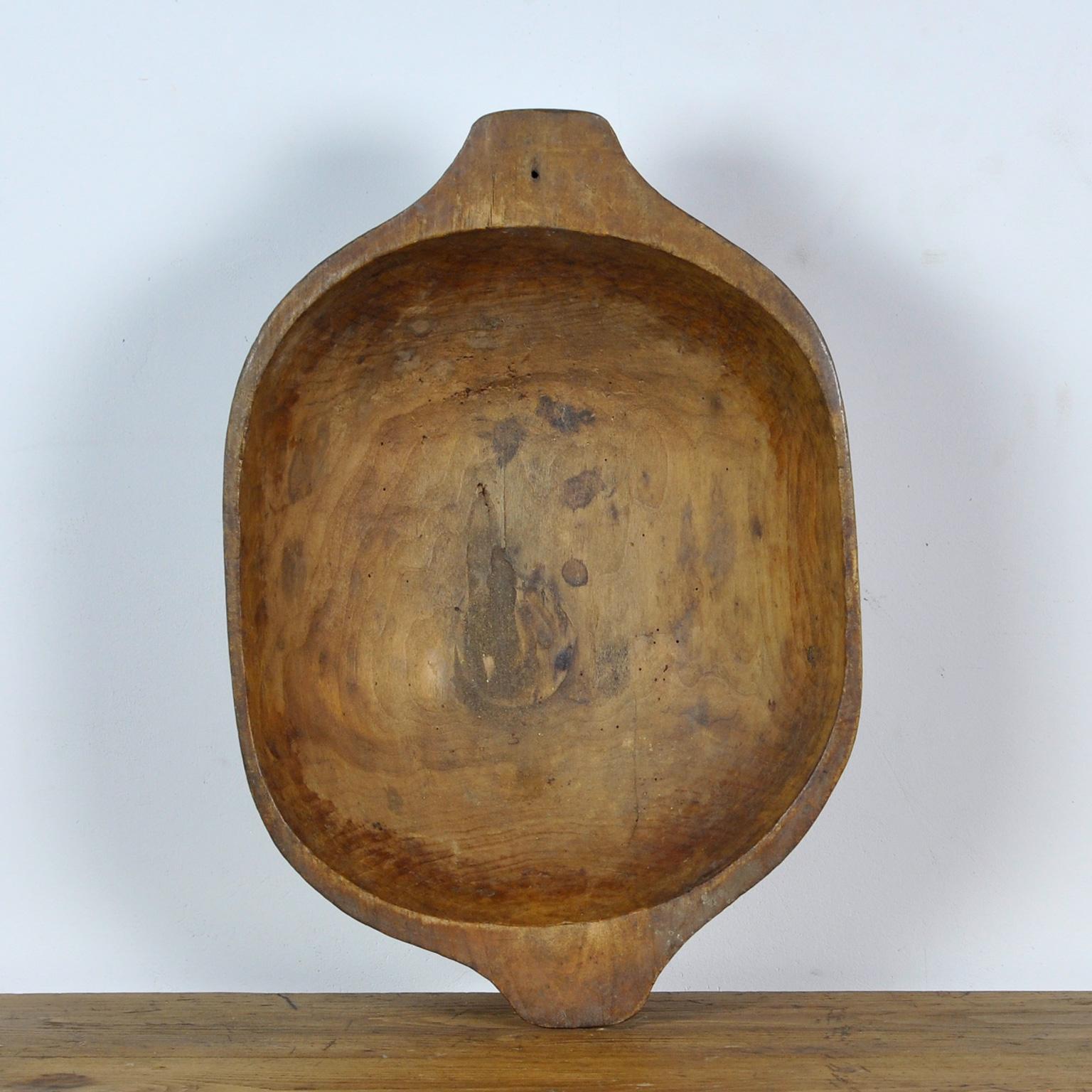 Hand-Carved Handmade Wooden Dough Bowl, Early 1900's For Sale