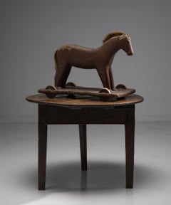 Handmade Wooden Horse Pull Toy, Sweden Circa 1929