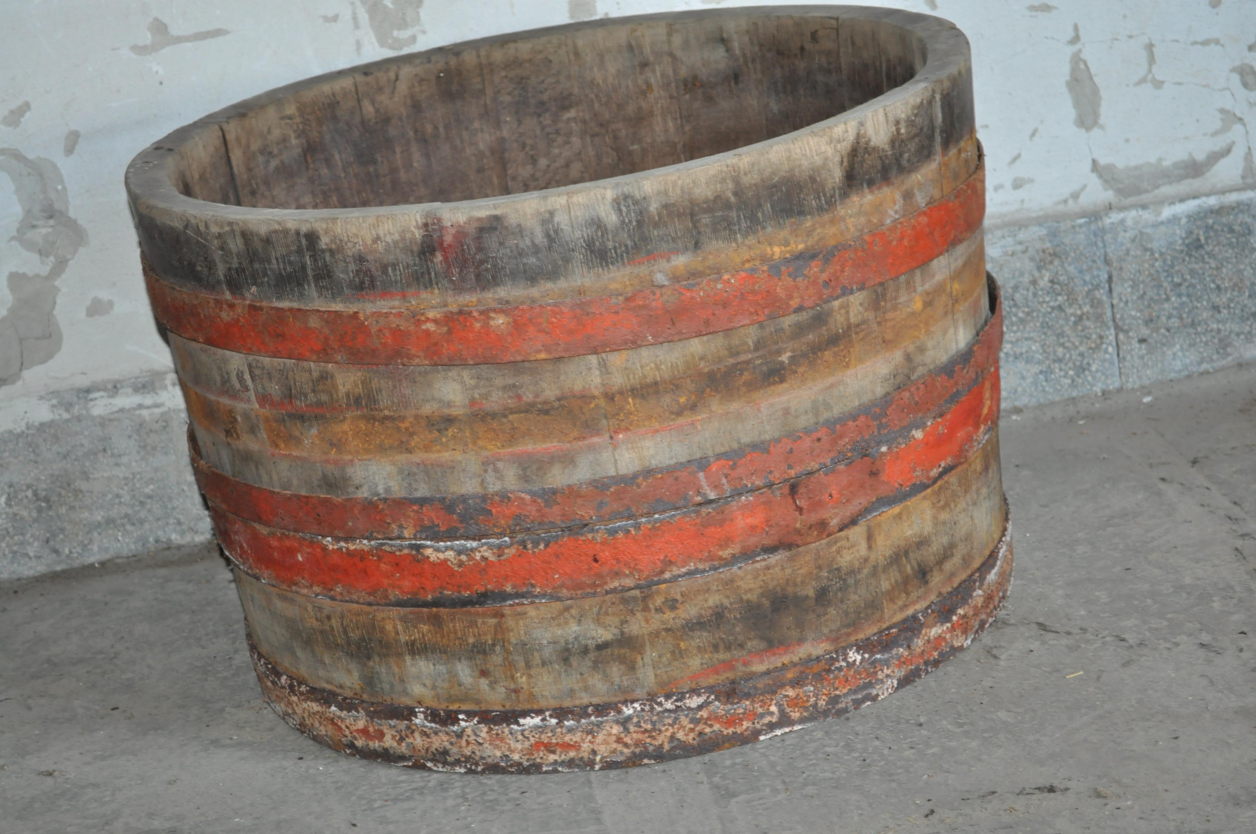 Mid-20th Century Handmade Wooden Hungarian Wine Tubs For Sale