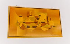 Arte da parete con intarsi in legno fatti a mano dall'artista Rene Berg, 1975 Germania