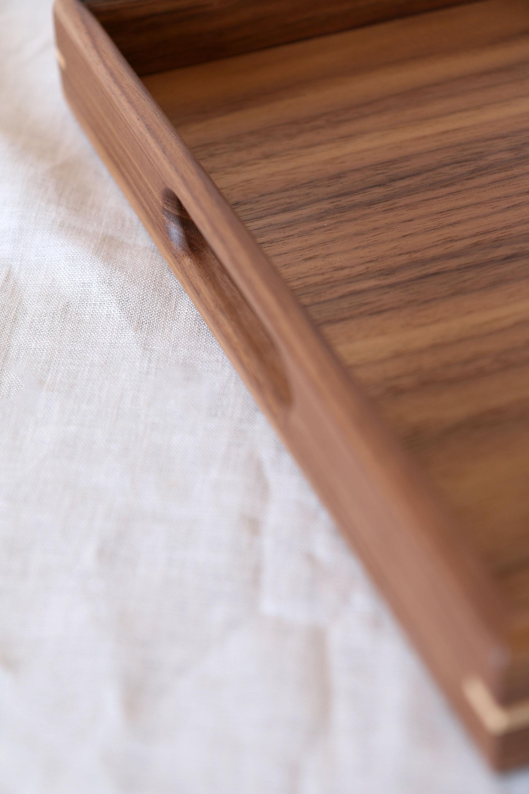 Modern Handmade Wooden Ottoman Tray with Handles 45 x 45cm For Sale