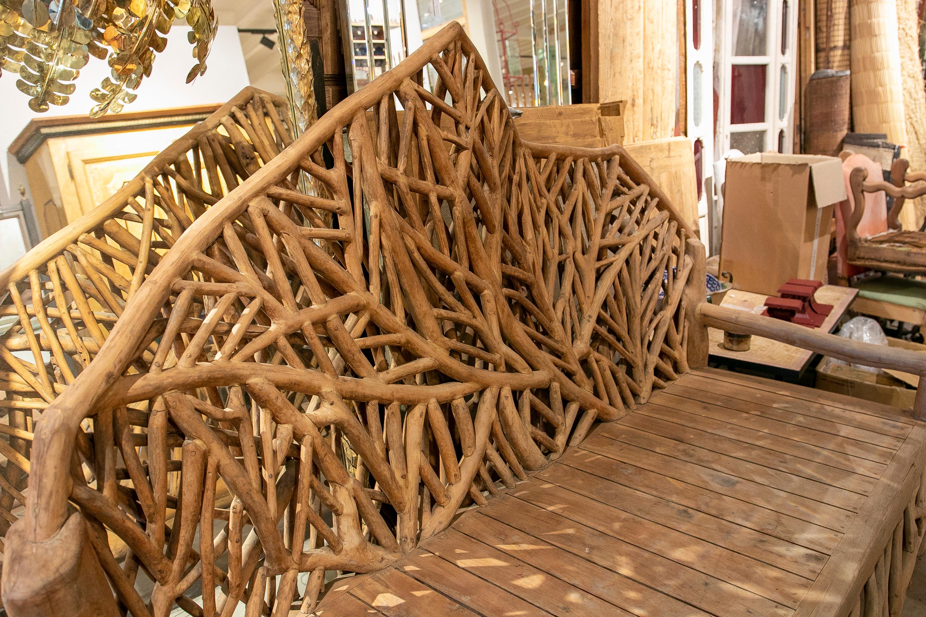 Handmade Wooden Sofa Made of Wooden Logs for the Garden 5