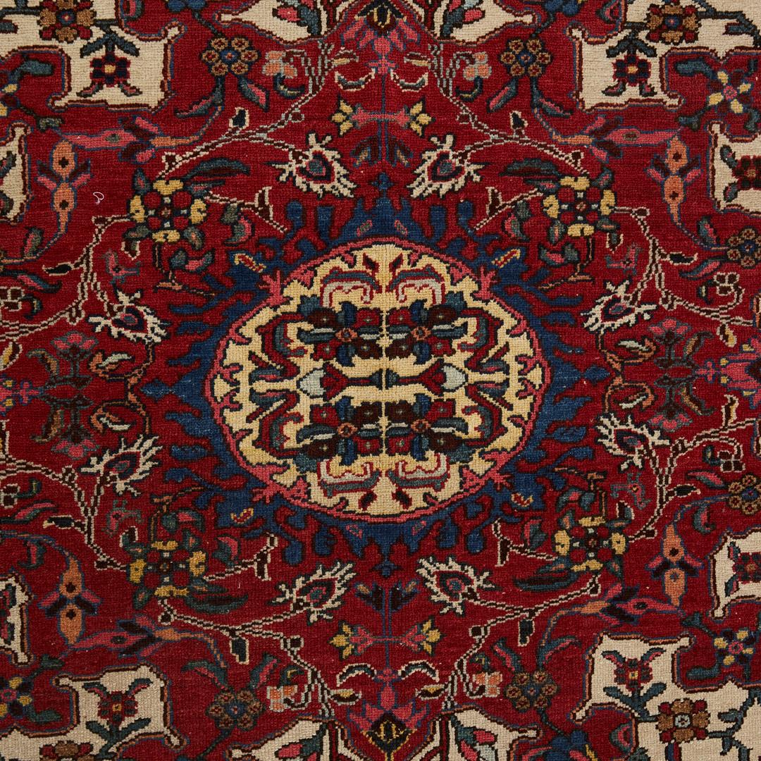 Tintura vegetale Tappeto antico in lana fatto a mano Tappeto persiano beige Farahan tradizionale per il soggiorno in vendita
