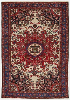 Handgefertigter antiker persischer Farahan-Wollteppich in Beige, traditioneller Wohnzimmerteppich