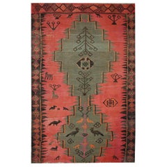 Handmade Wool Kilim, Traditional Carpet Tribal Kilim Rug Vintage Pink