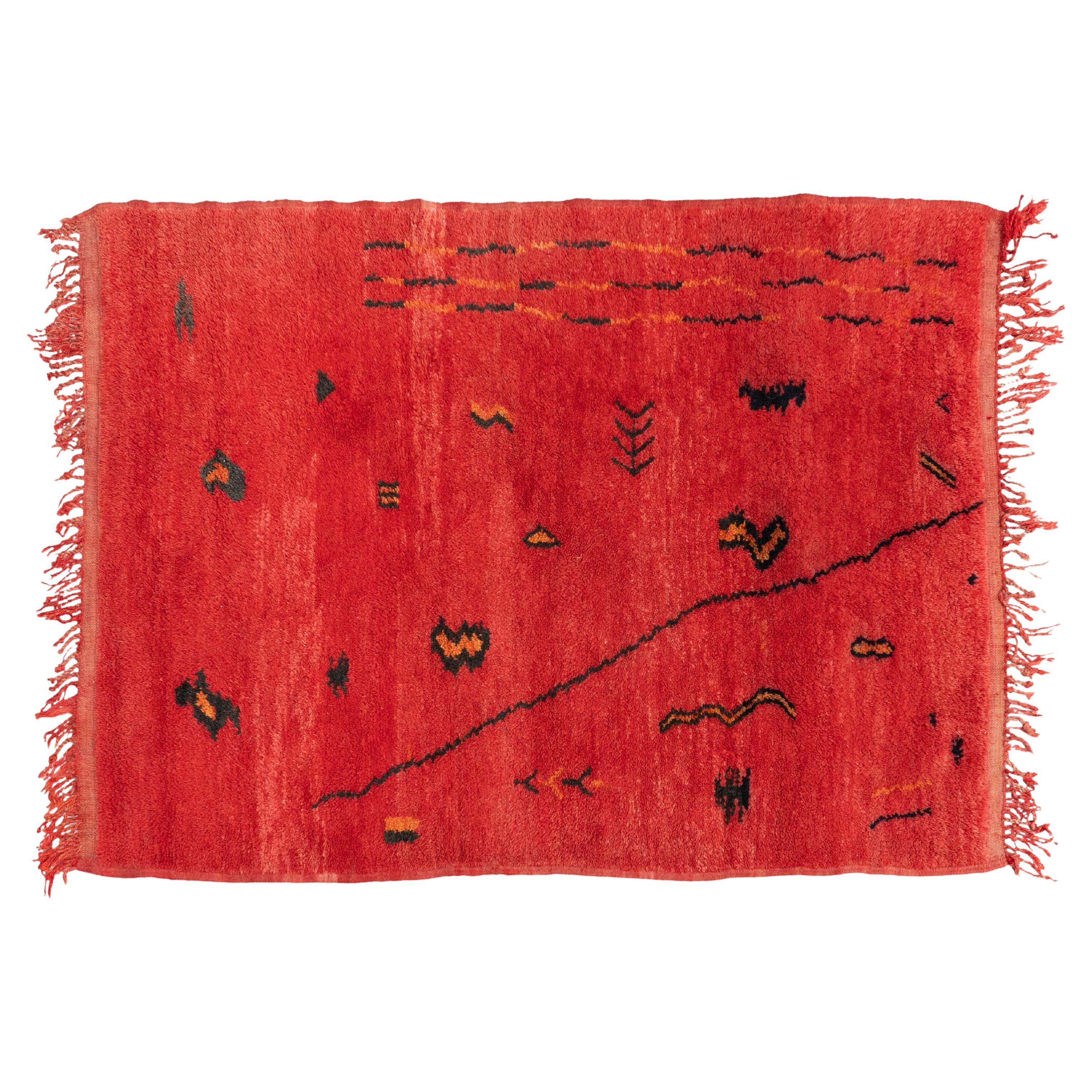 Handmade Wool Moroccan Rug, Mid-Century Modern, 1960, Colorful Design