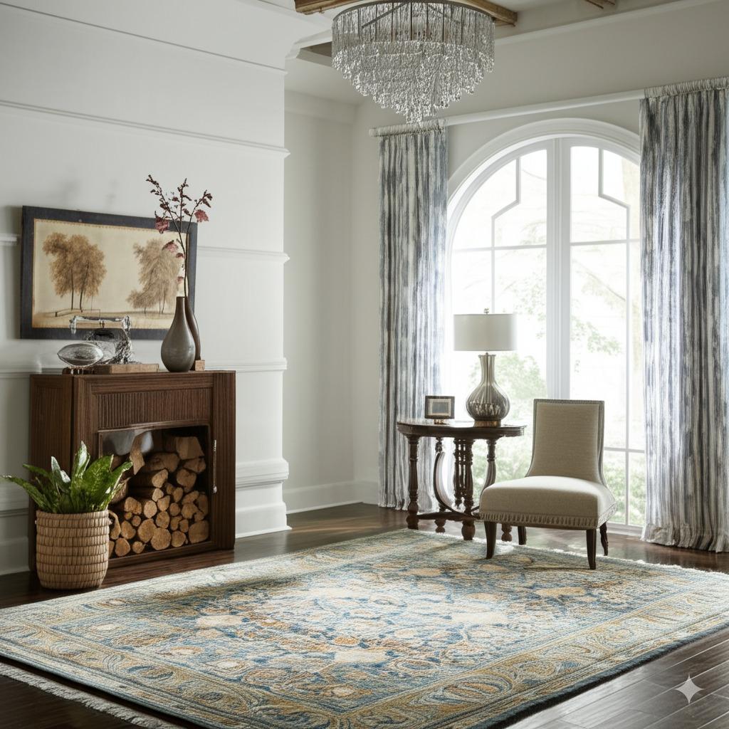 Handmade Wool Oushak Rug, Blue  Luxurious & Elegant Area Rug for Enhancing im Zustand „Neu“ im Angebot in New York, NY