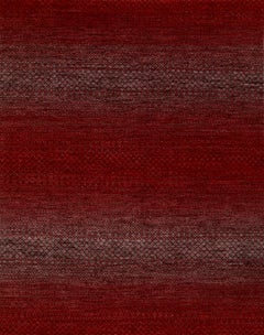 Handmade Wool Rug in Deep Red with Subtle Geometric Texture and Tonal Variation