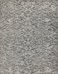 Handmade Wool Rug in Natural Grey and Charcoal with Subtle Geometric Pattern