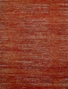 Handmade Wool Rug in Rust and Burnt Orange with Textured Abstract Pattern