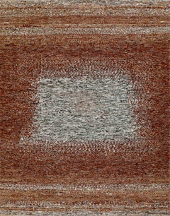 Handmade Wool Rug in Rust and Ivory with Gradient Center Design