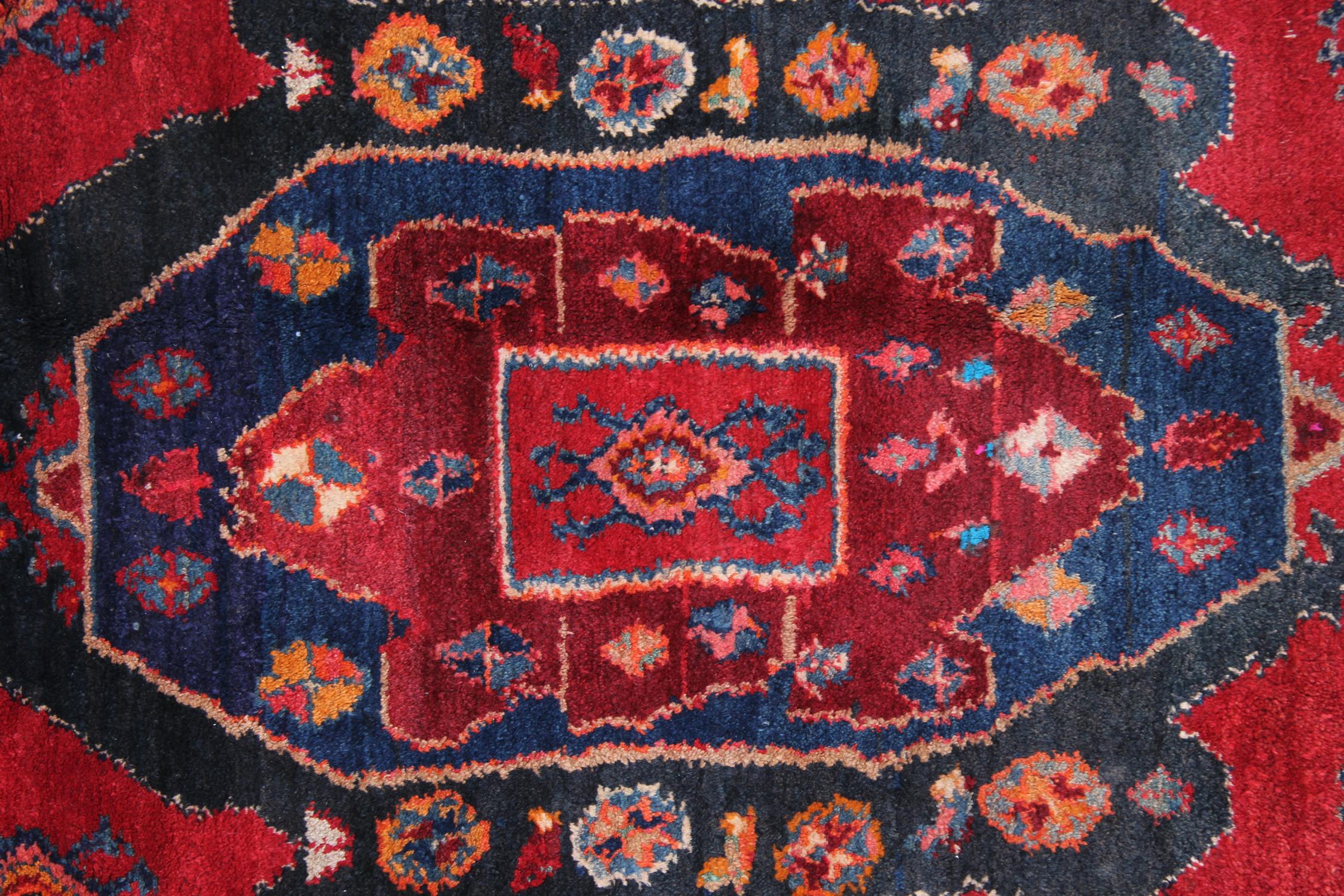 Tribal Handmade Wool Runner Rug Long Red Orange Traditional Oriental Carpet For Sale