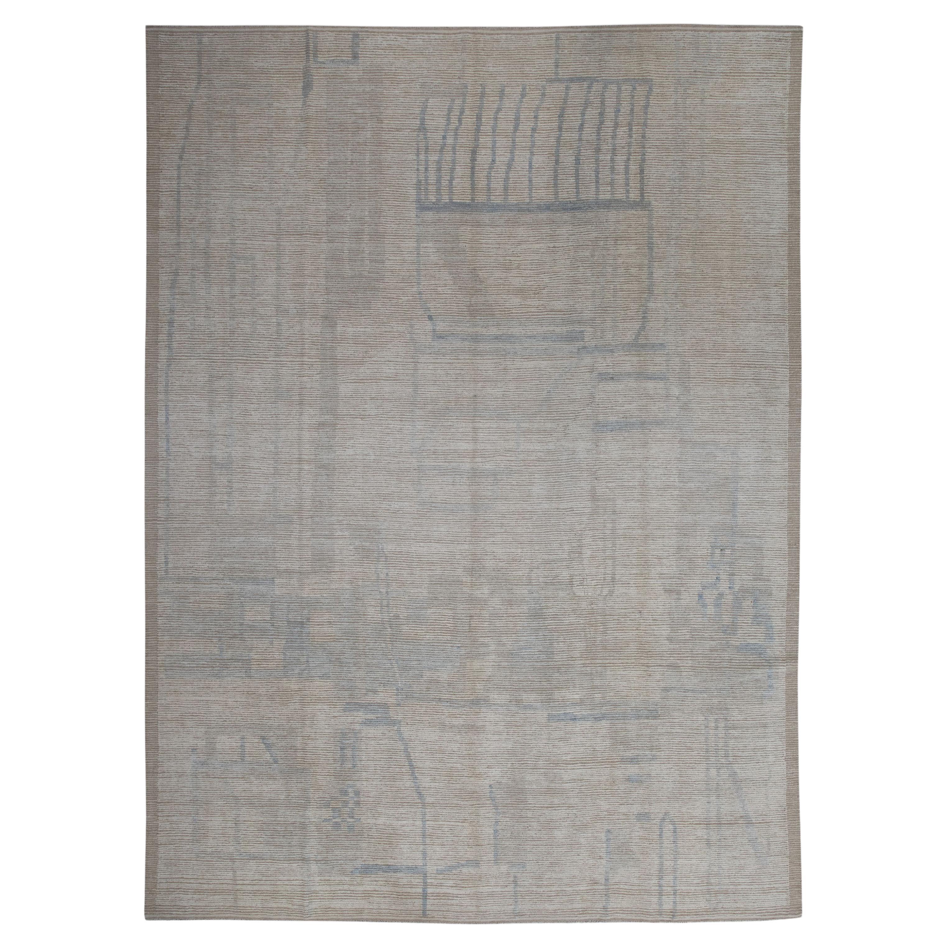  Handmade Wool Tulu Rug in Geometric Design 10'2" x 13'8" For Sale