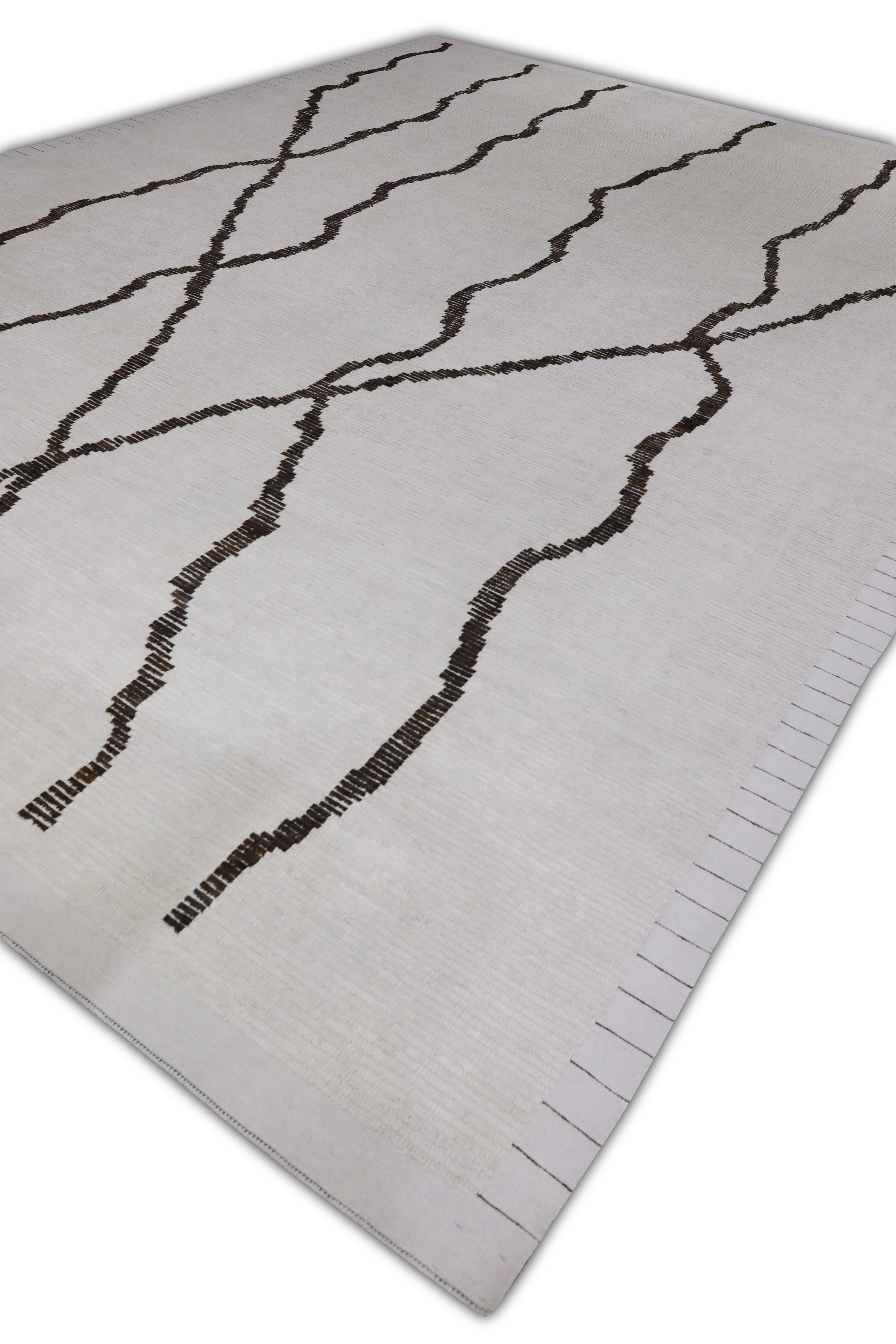 Handgefertigter Tulu-Teppich aus Wolle in geometrischem Design 11'10