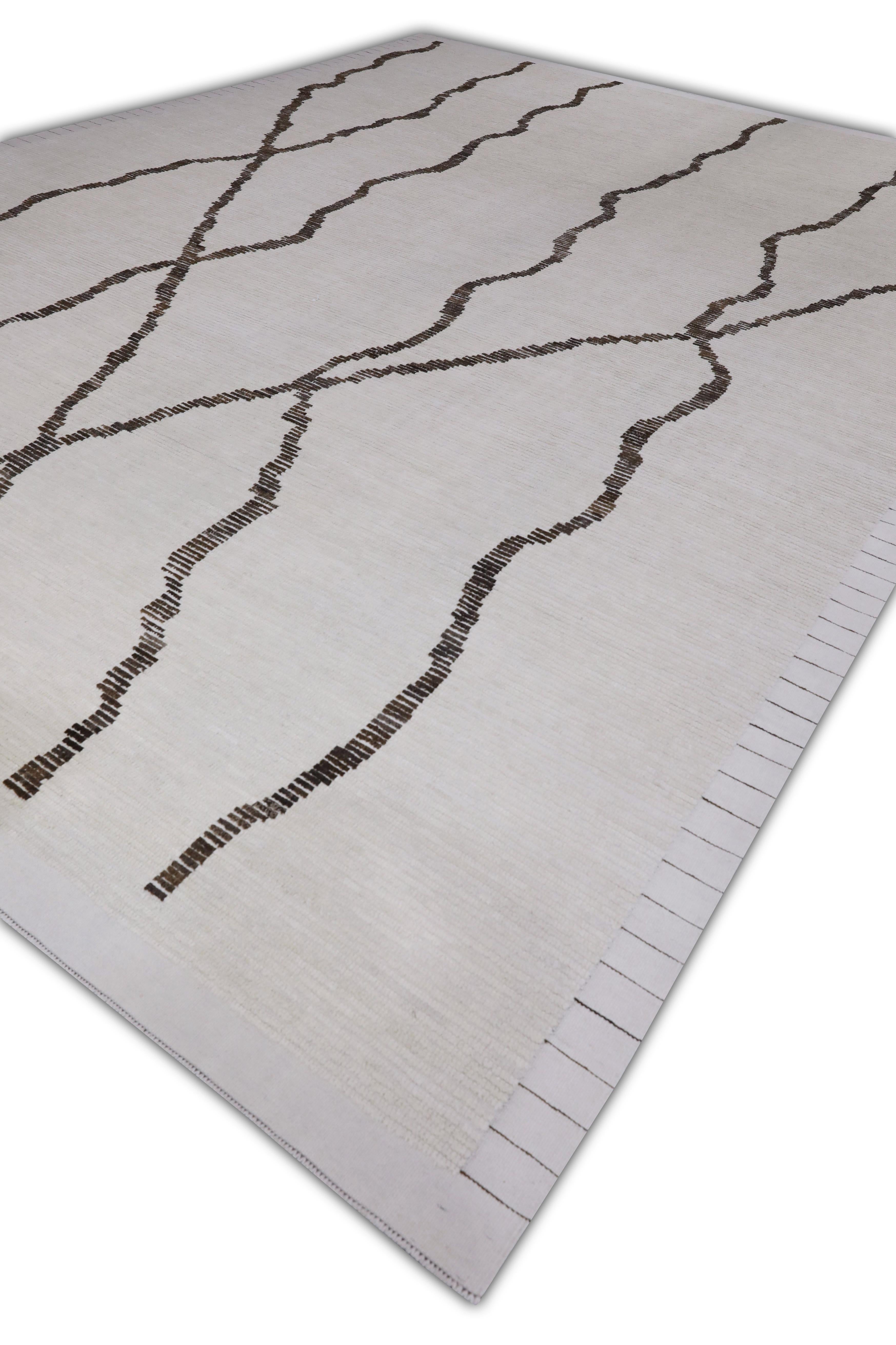 Modern  Handmade Wool Tulu Rug in Geometric Design 12'3