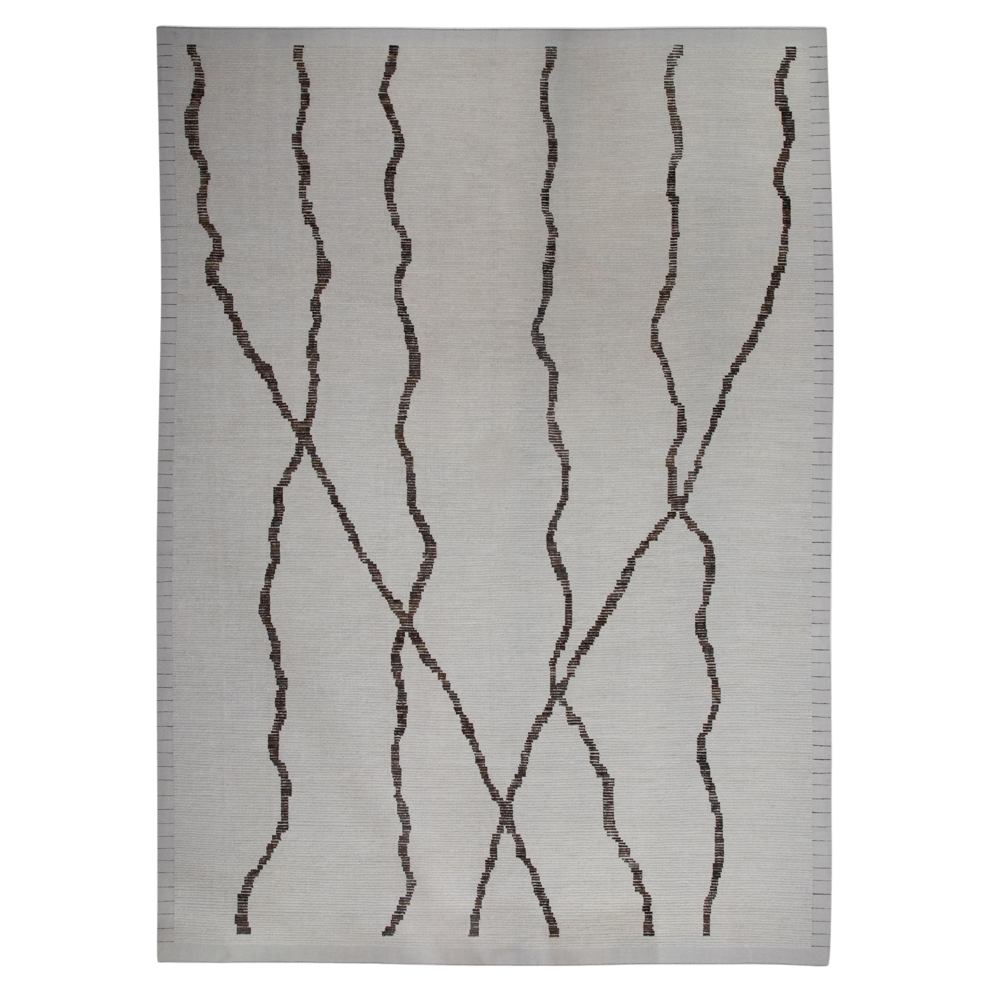  Handmade Wool Tulu Rug in Geometric Design 12'3" x 16'4" For Sale