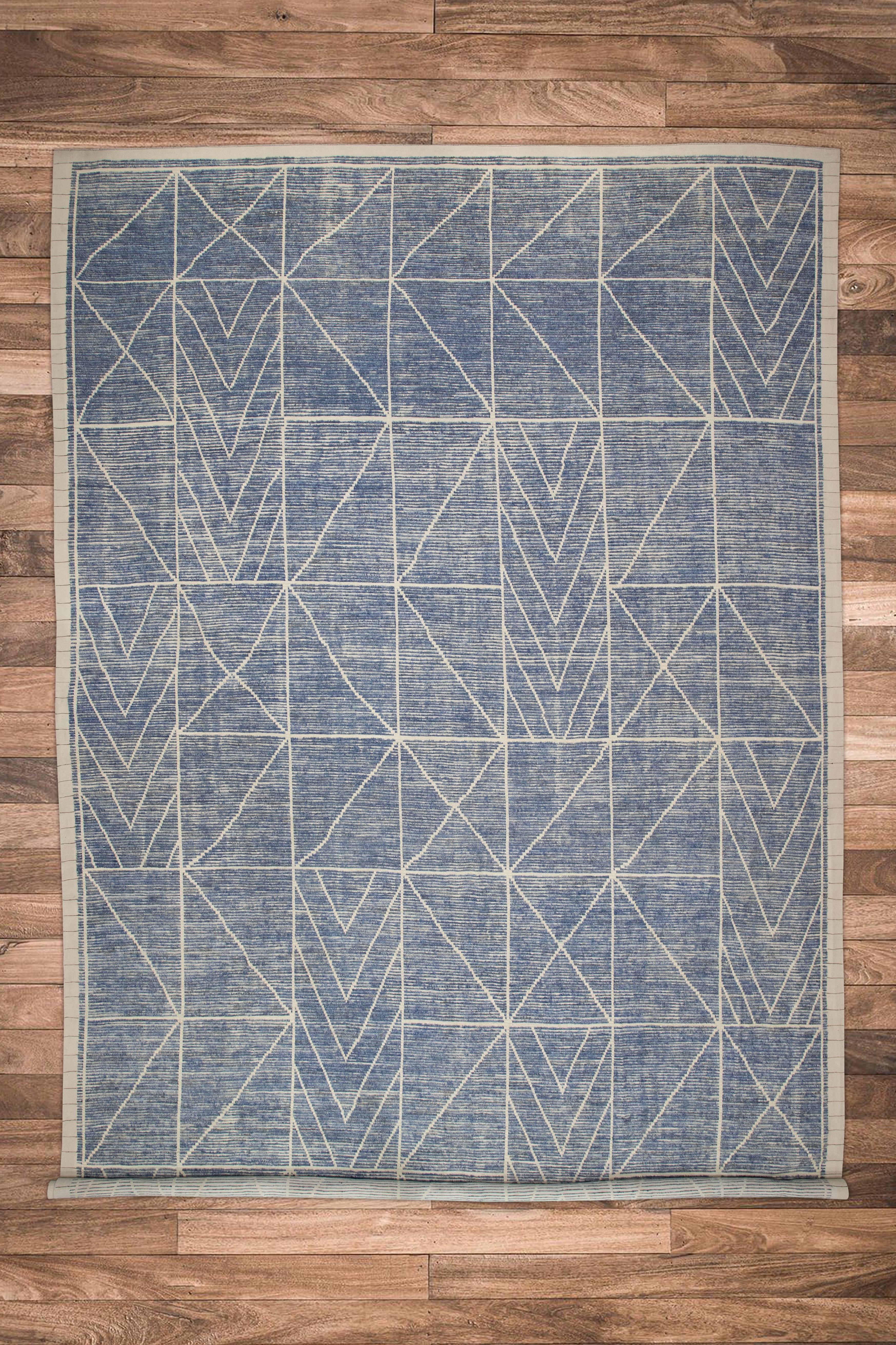  Handmade Wool Tulu Rug in Geometric Design 12'7