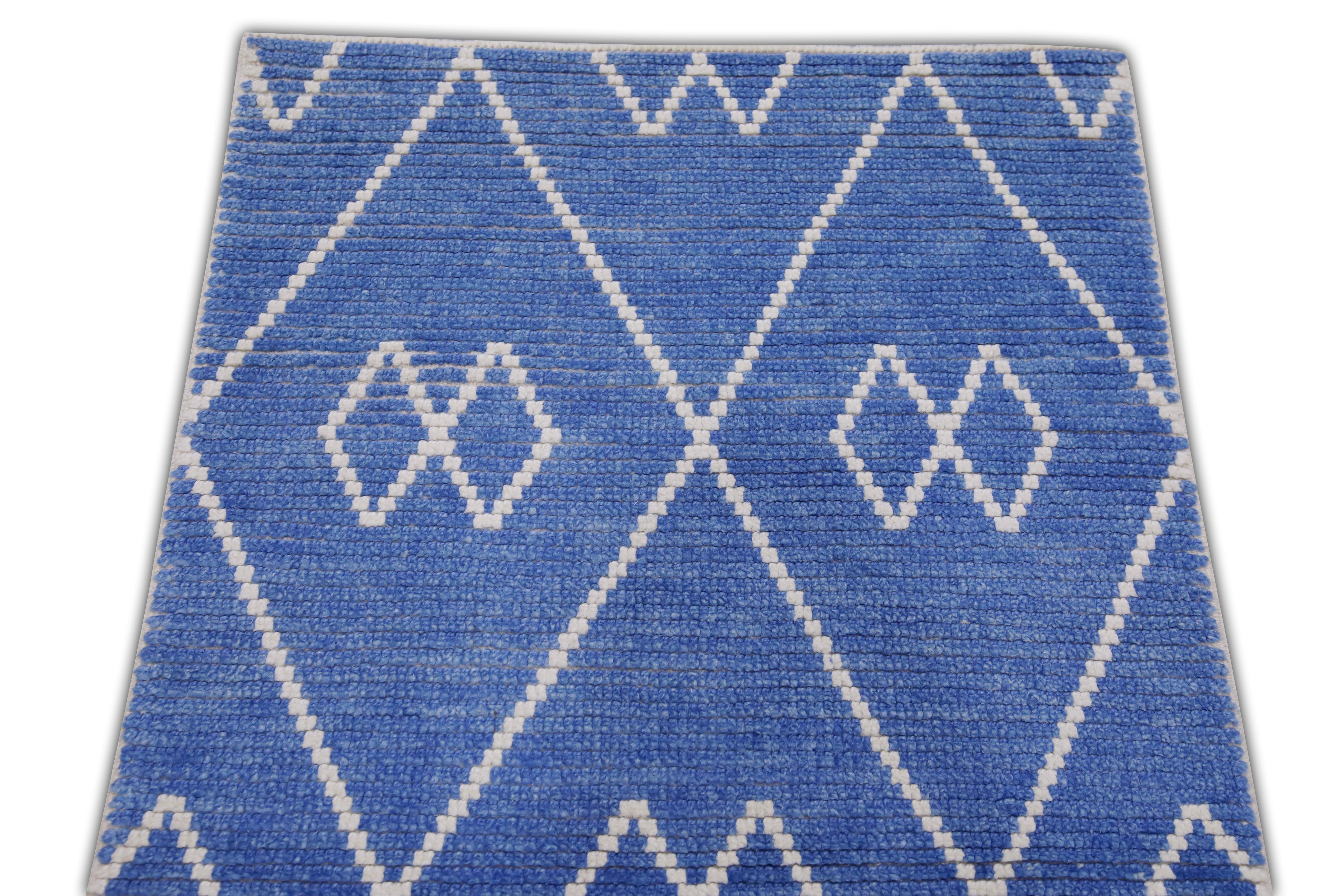 Modern  Handmade Wool Tulu Rug in Geometric Design 2'8