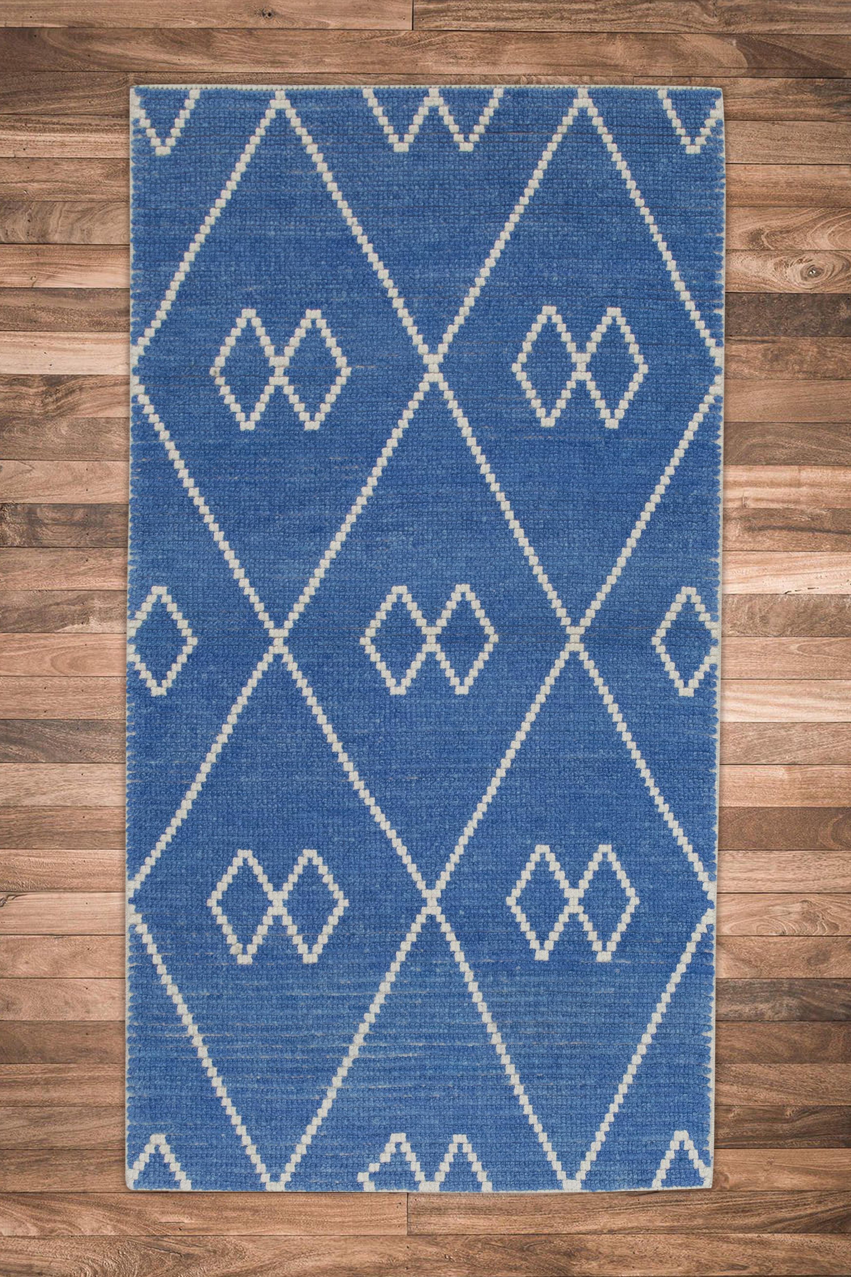 Handgefertigter Tulu-Teppich aus Wolle in geometrischem Design 2'8