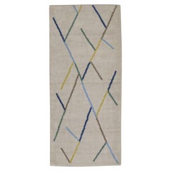  Handgefertigter Tulu-Teppich aus Wolle in geometrischem Design 2'8" x 6'3"