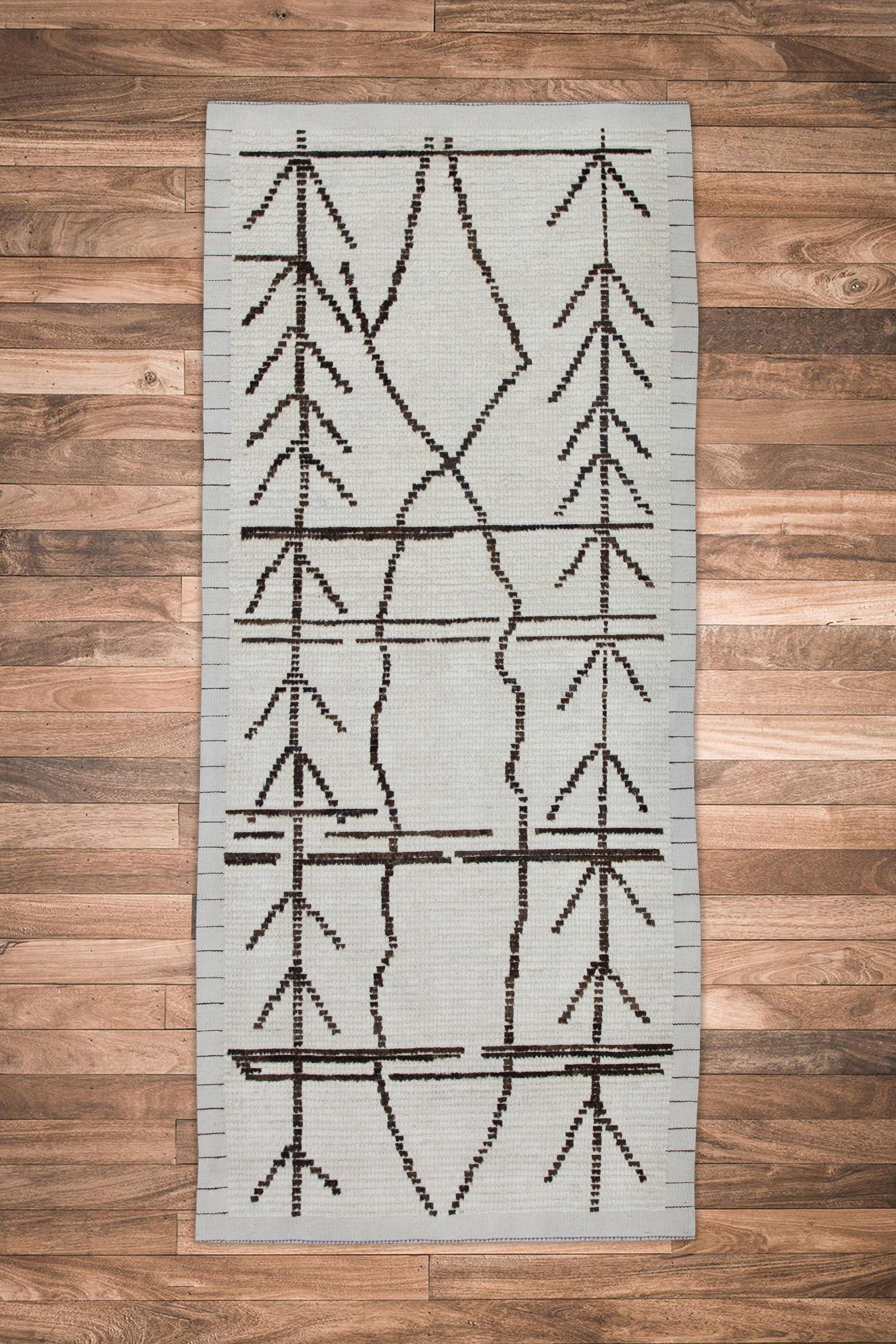 Alfombra Tulu de lana hecha a mano con diseño geométrico 2'8