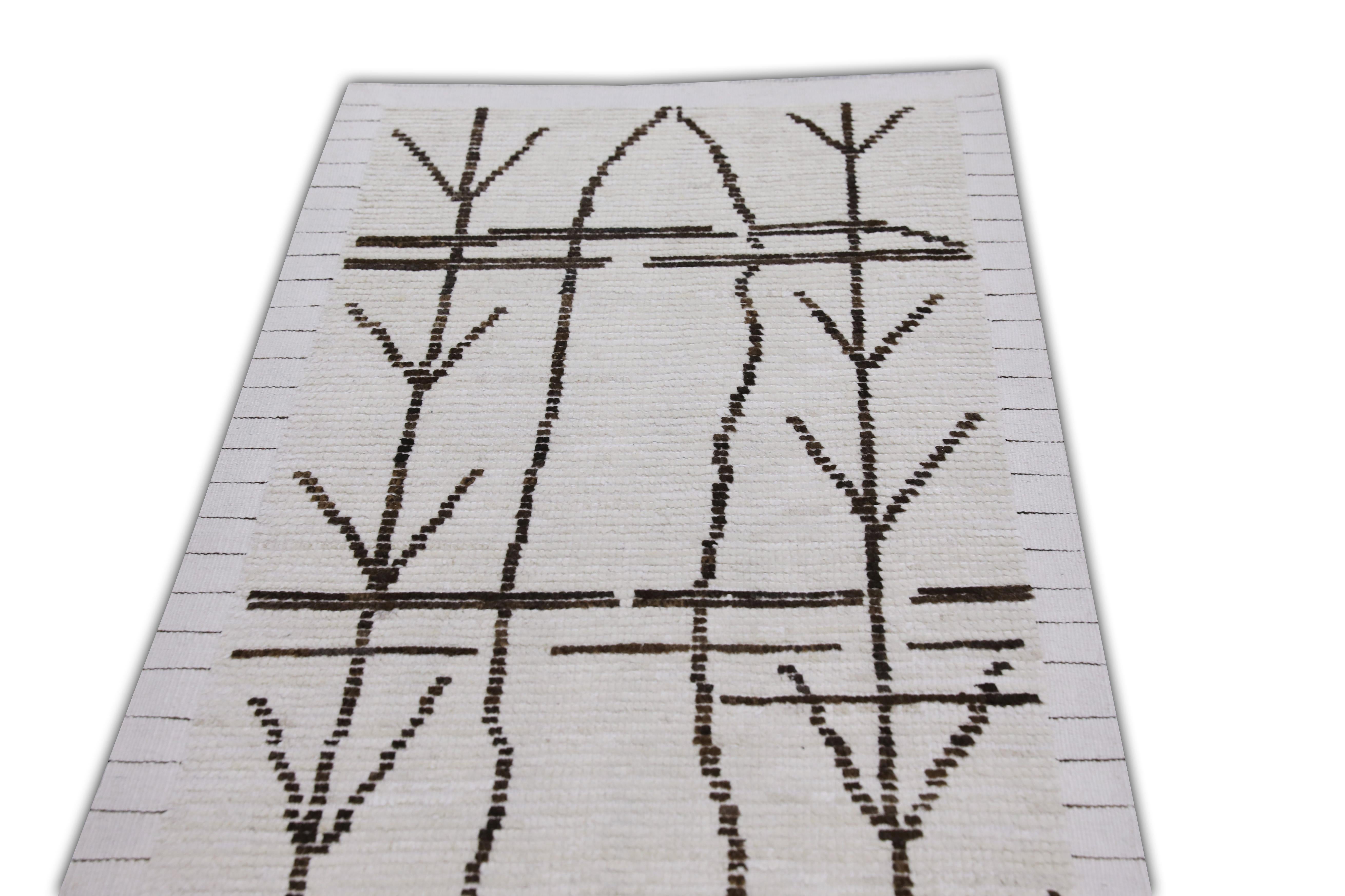 Modern  Handmade Wool Tulu Rug in Geometric Design 2'9