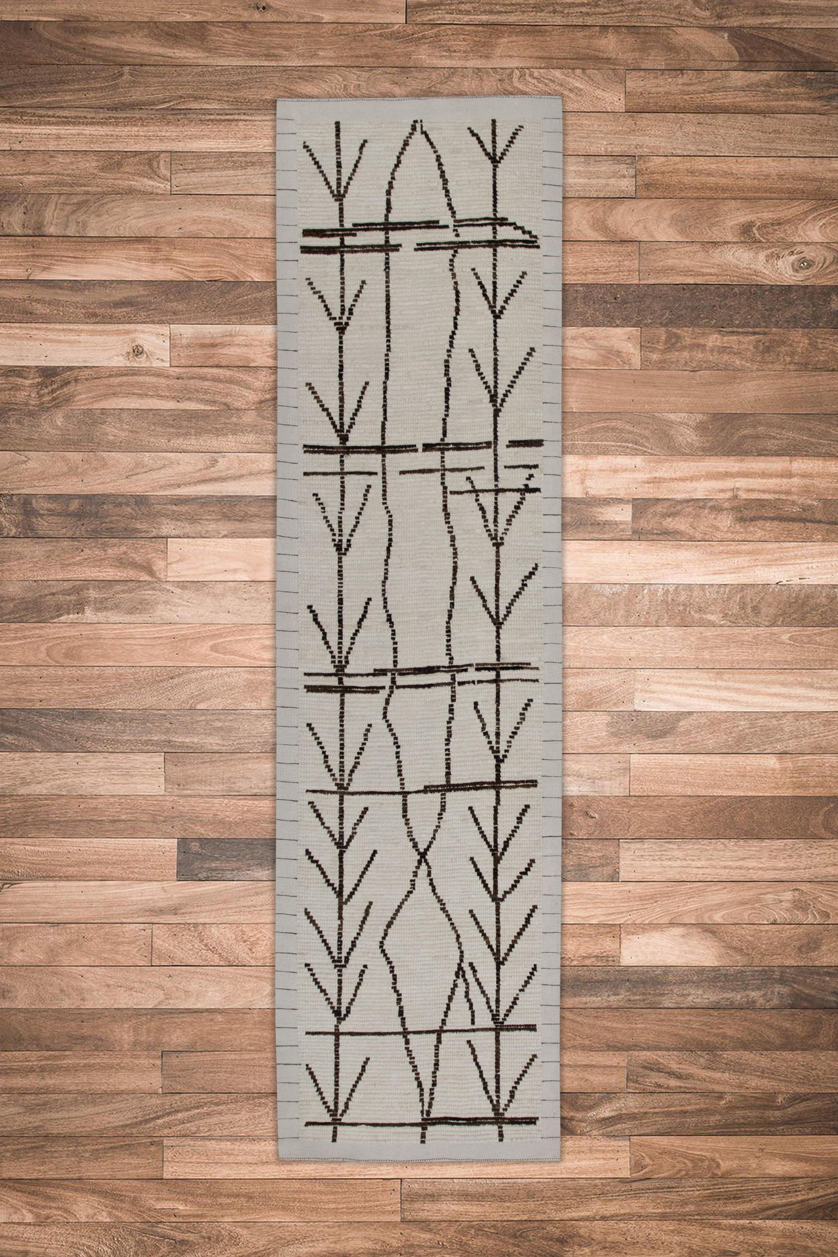 Contemporary  Handmade Wool Tulu Rug in Geometric Design 2'9