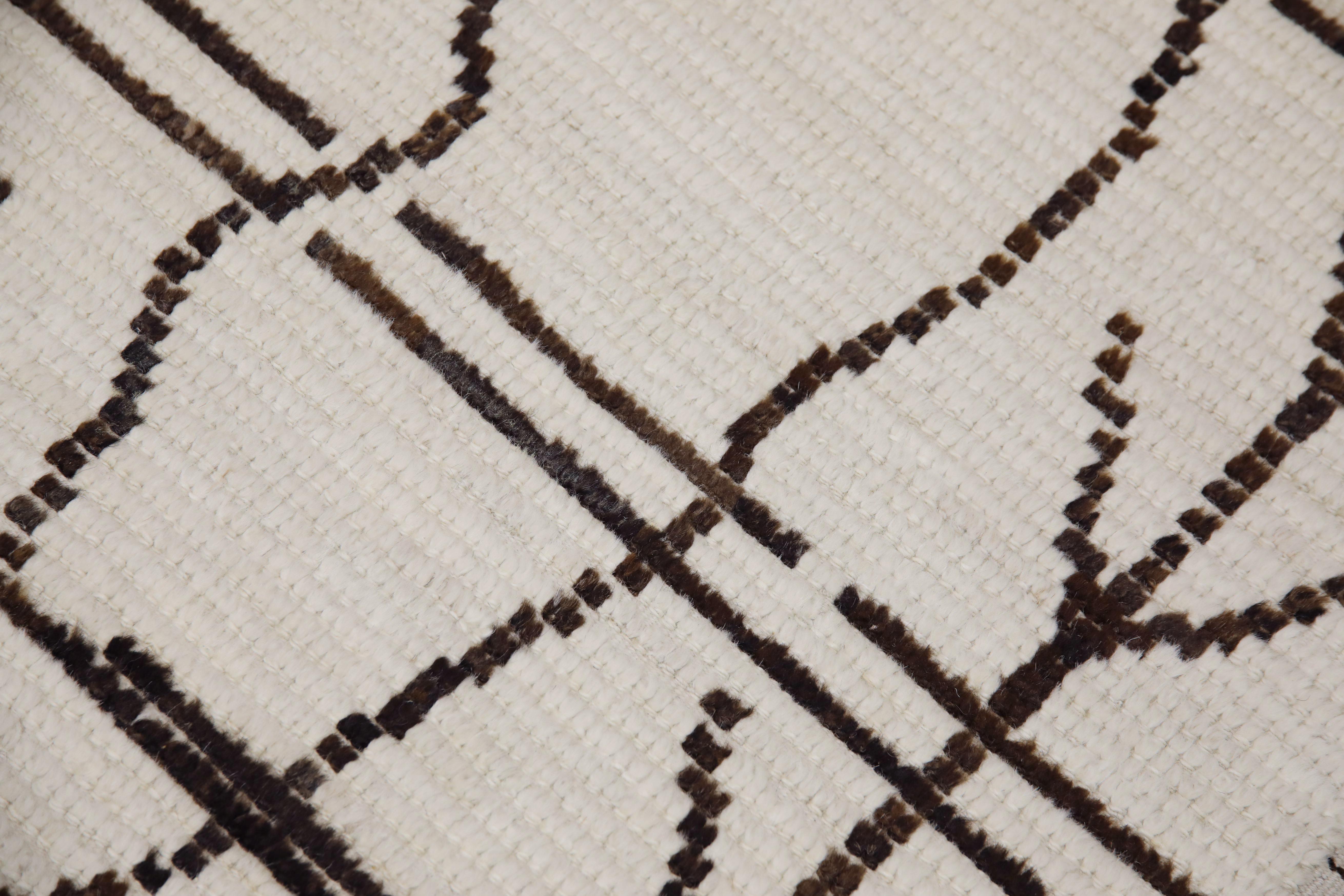 Tintura vegetale Tappeto Tulu in lana fatto a mano con disegno geometrico 2'9