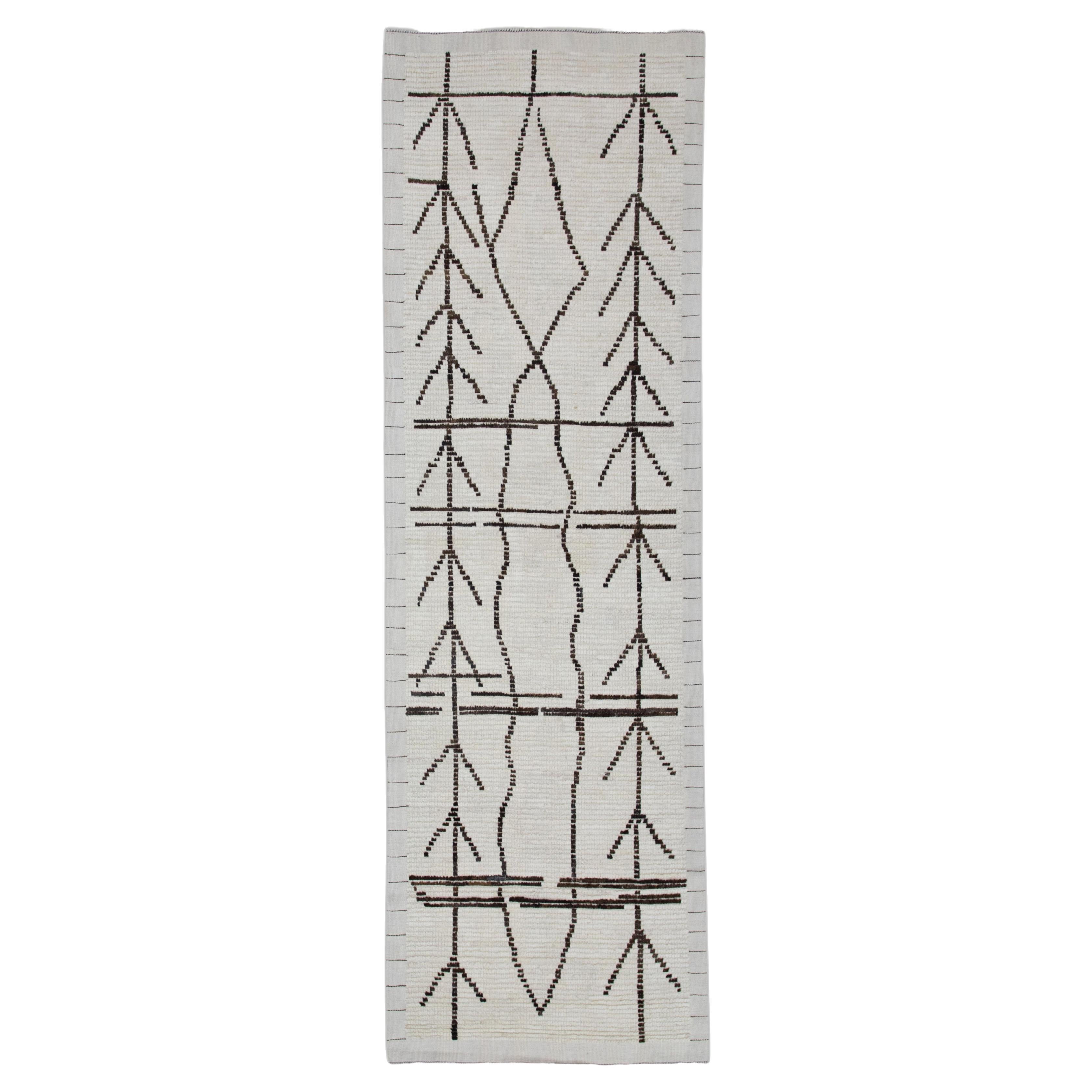 Alfombra Tulu de lana con diseño geométrico 2'9" x 8'3" hecha a mano