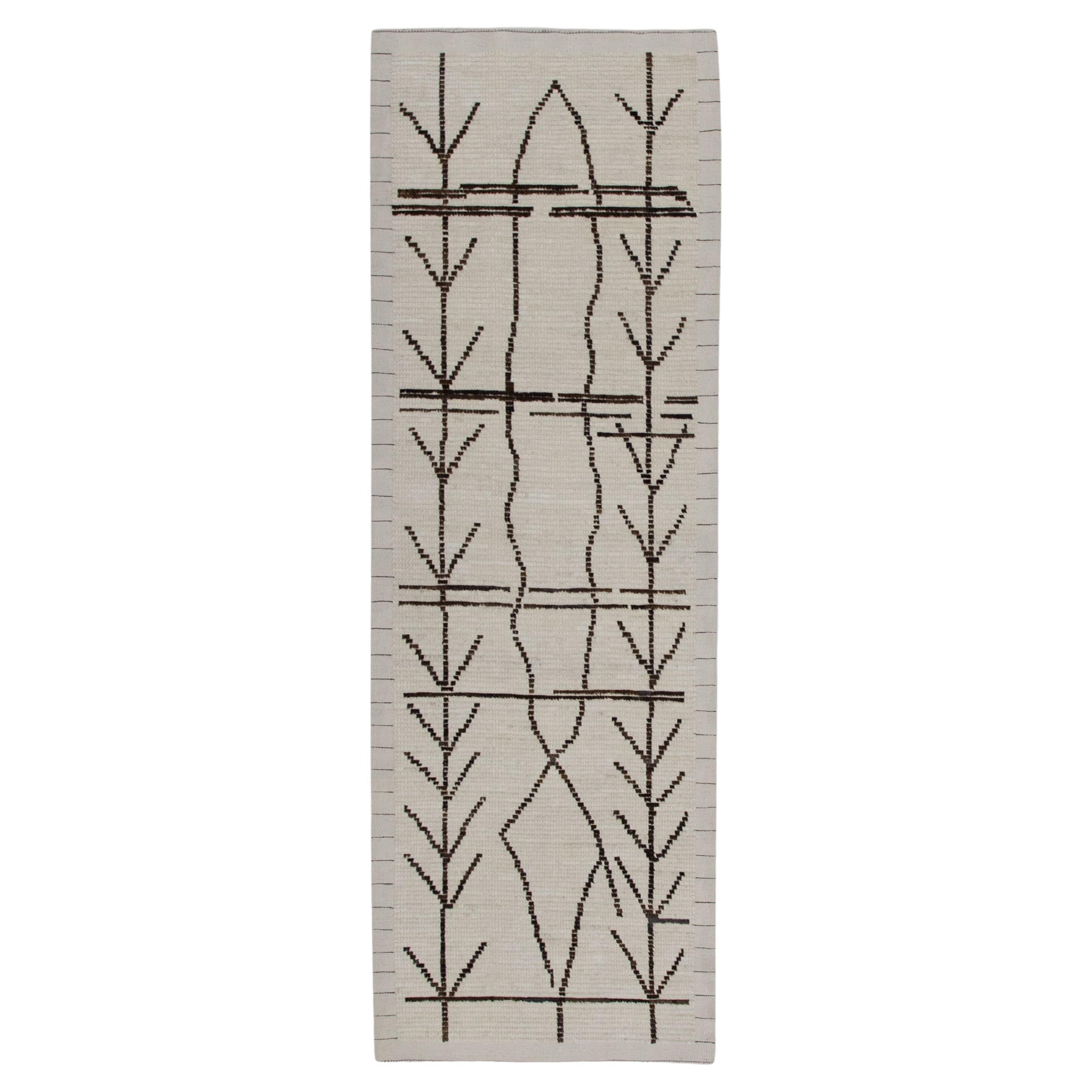 Alfombra Tulu de lana hecha a mano con diseño geométrico 2'9" x 8'8