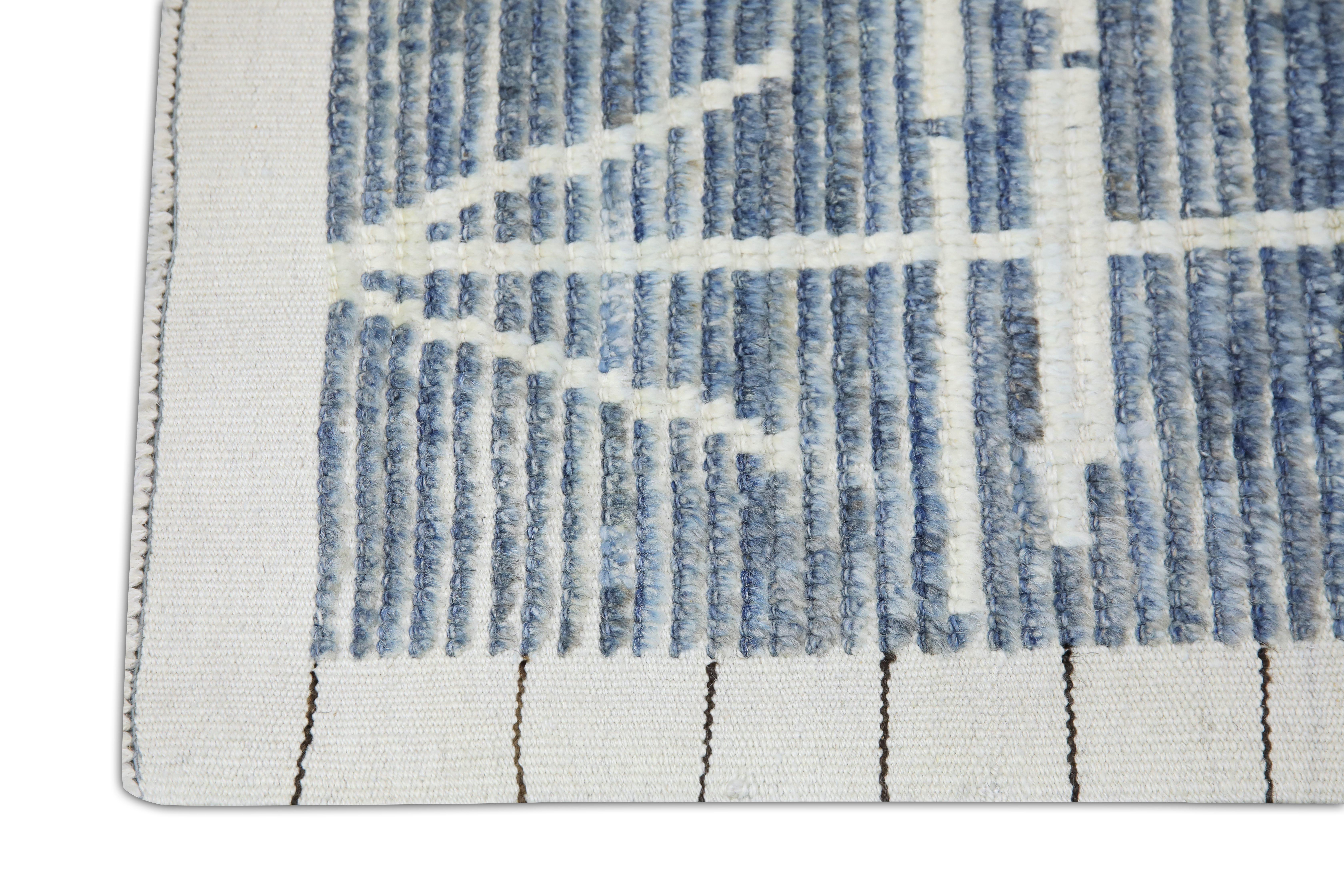 Handgefertigter Tulu-Teppich aus Wolle in geometrischem Design, 3' x 16'9