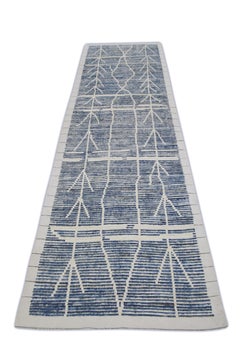 Handgefertigter Tulu-Teppich aus Wolle in geometrischem Design 3'2" x 11'2"