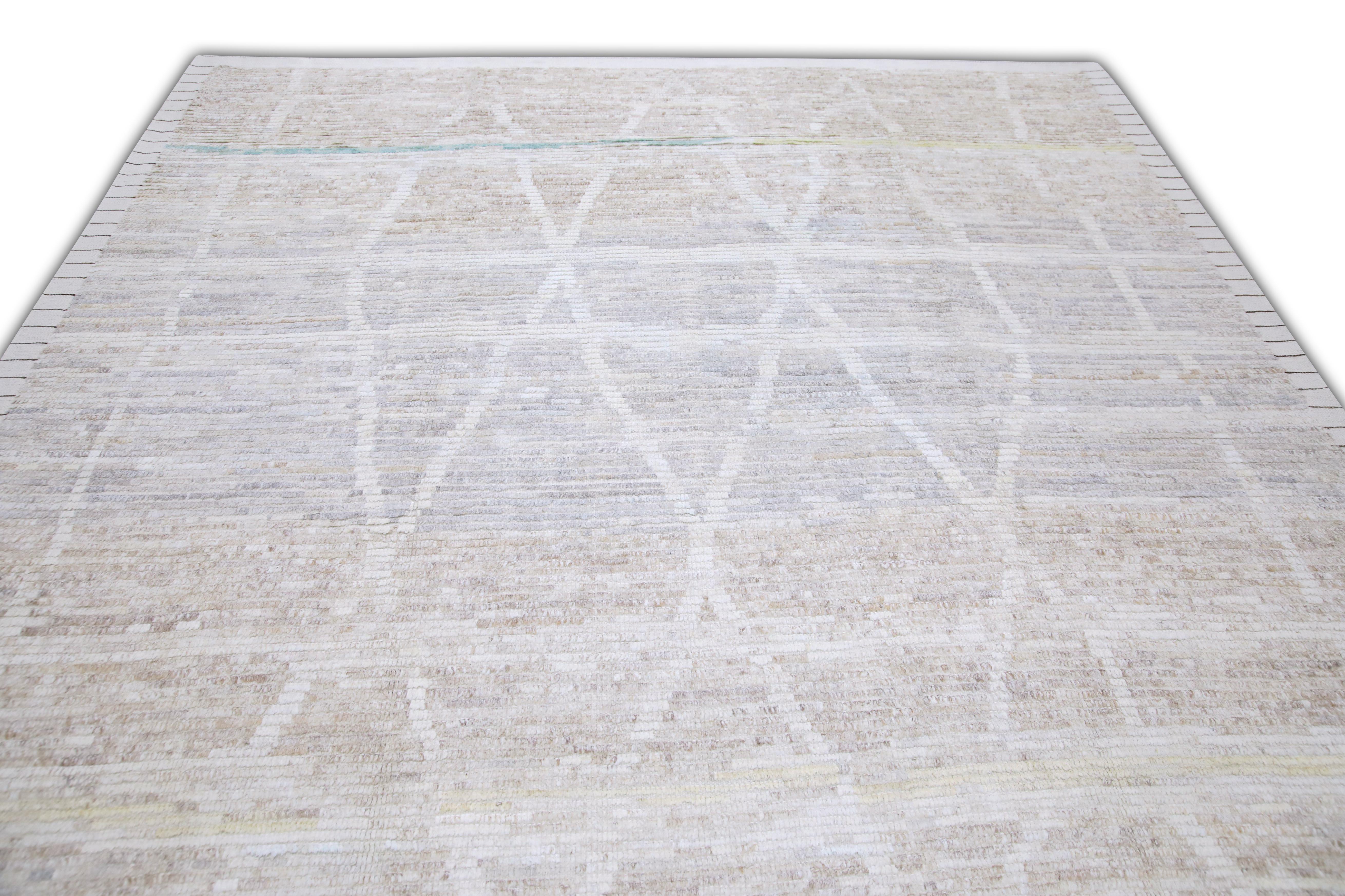 Handgefertigter Tulu-Teppich aus Wolle in geometrischem Design 7'11