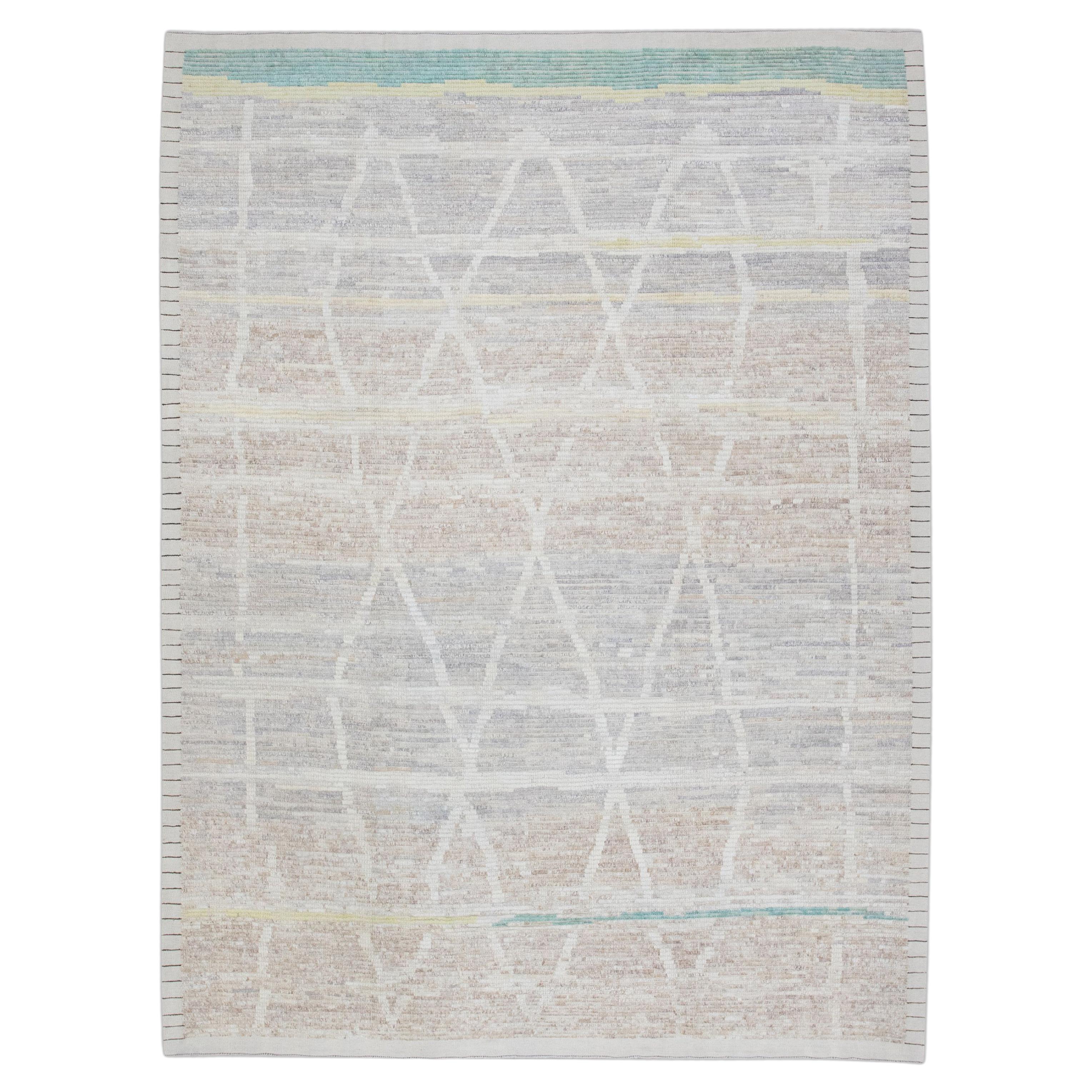  Handmade Wool Tulu Rug in Geometric Design 7'11" x 10'4" For Sale