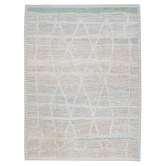  Handgefertigter Tulu-Teppich aus Wolle in geometrischem Design 7'11" x 10'4"