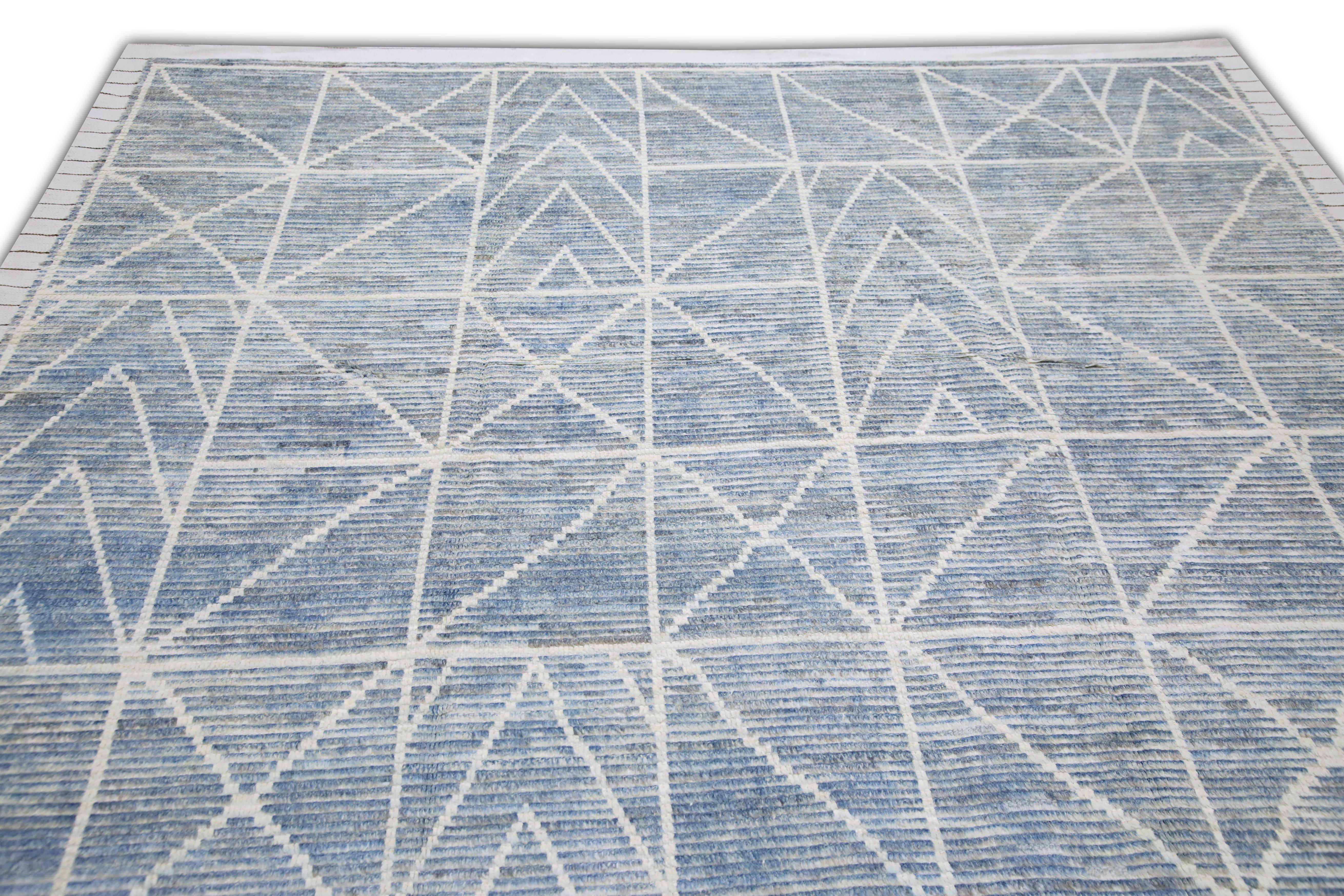 Handgefertigter Tulu-Teppich aus Wolle in geometrischem Design 7'8
