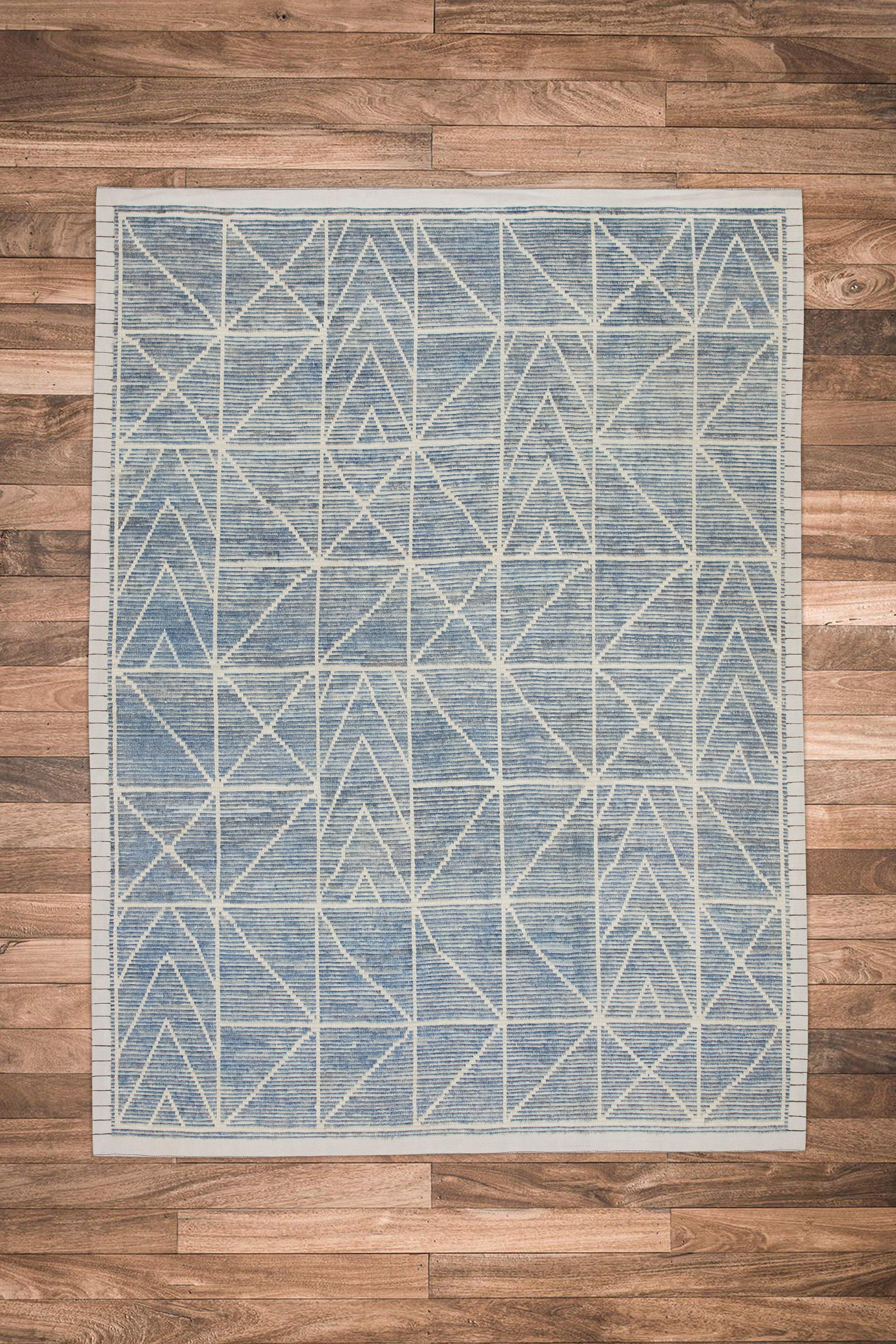 Handgefertigter Tulu-Teppich aus Wolle in geometrischem Design 7'8