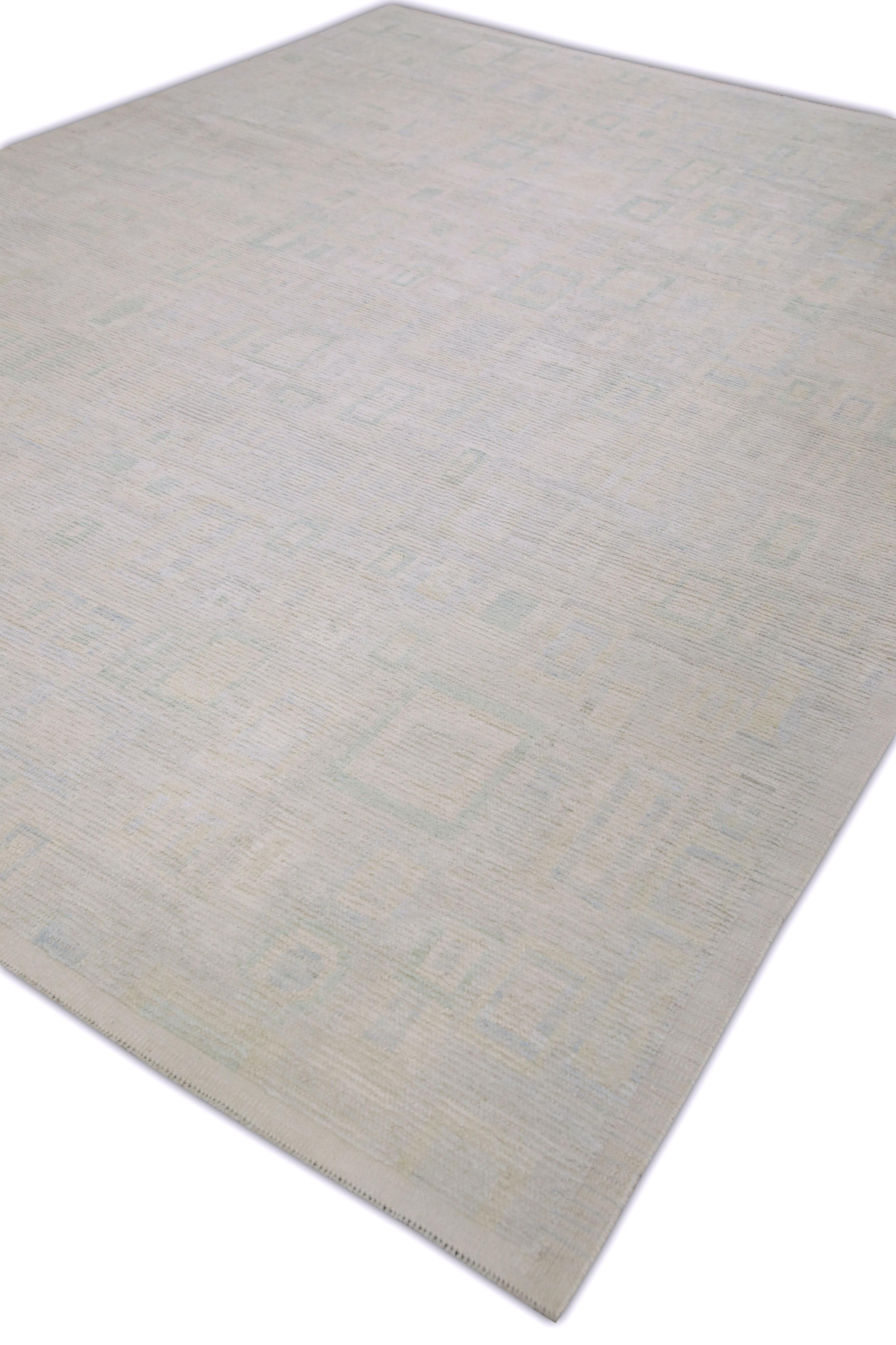 Modern  Handmade Wool Tulu Rug in Geometric Design 9' x 12' For Sale