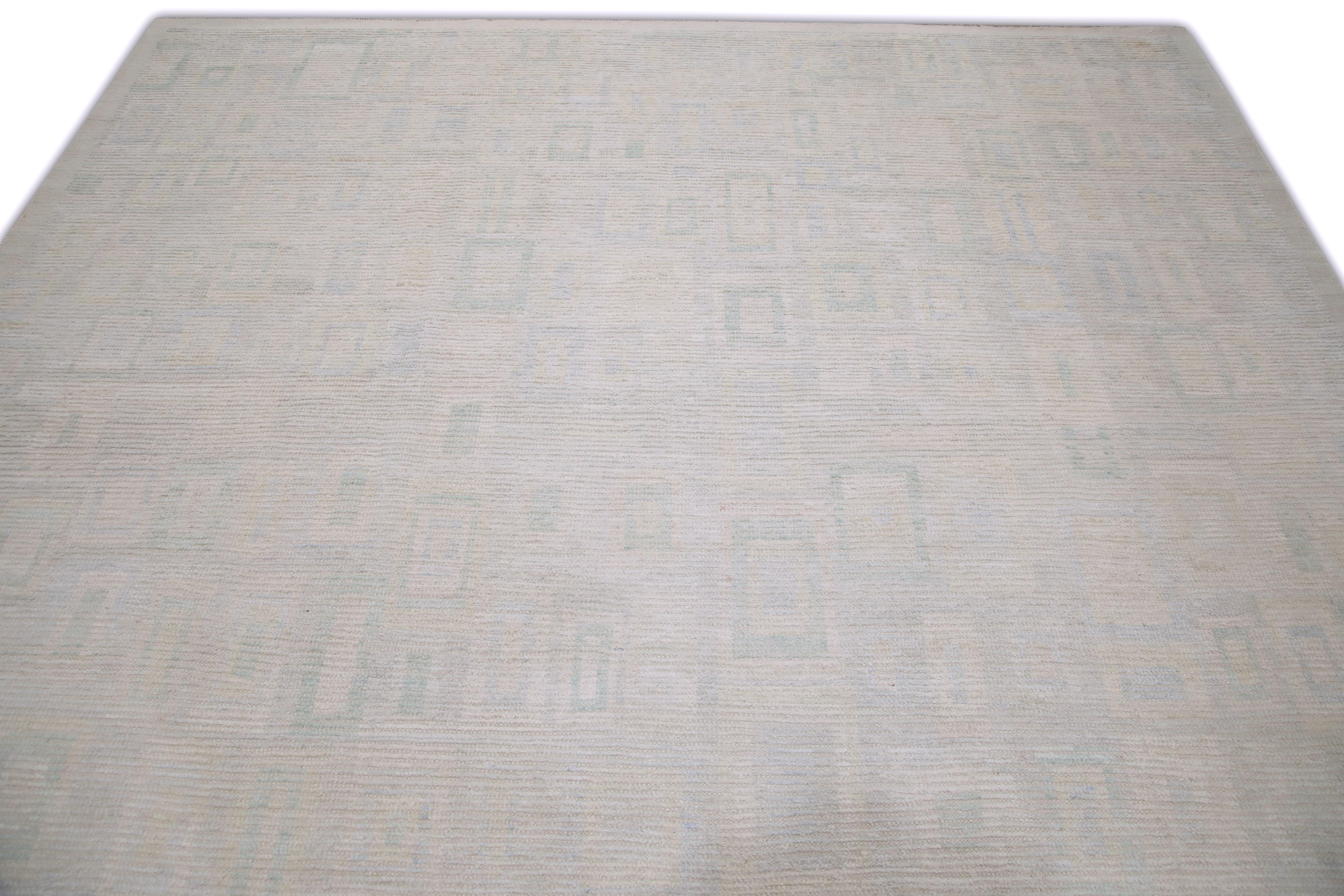 Turkish  Handmade Wool Tulu Rug in Geometric Design 9' x 12' For Sale
