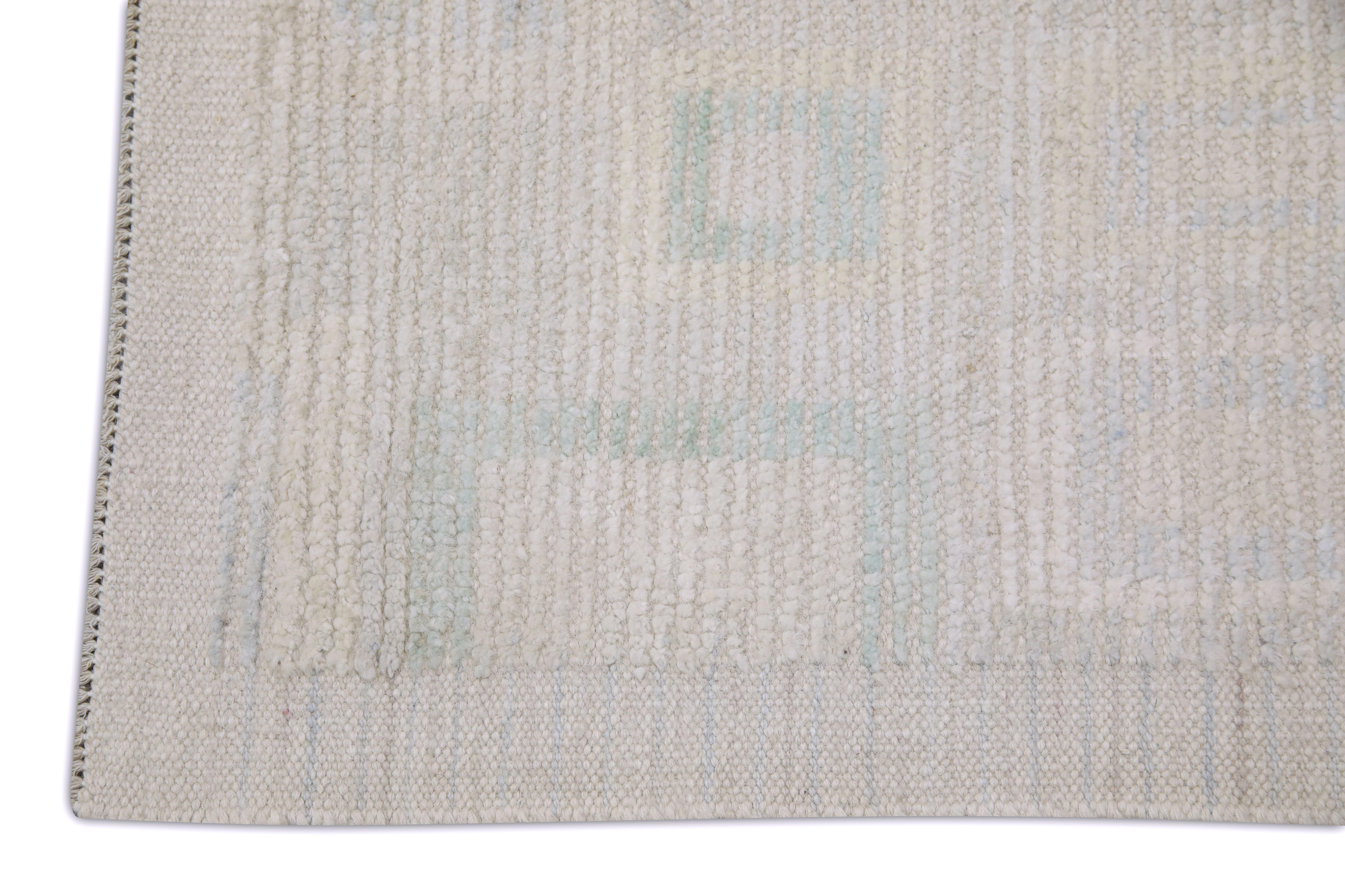 Hand-Woven  Handmade Wool Tulu Rug in Geometric Design 9' x 12' For Sale