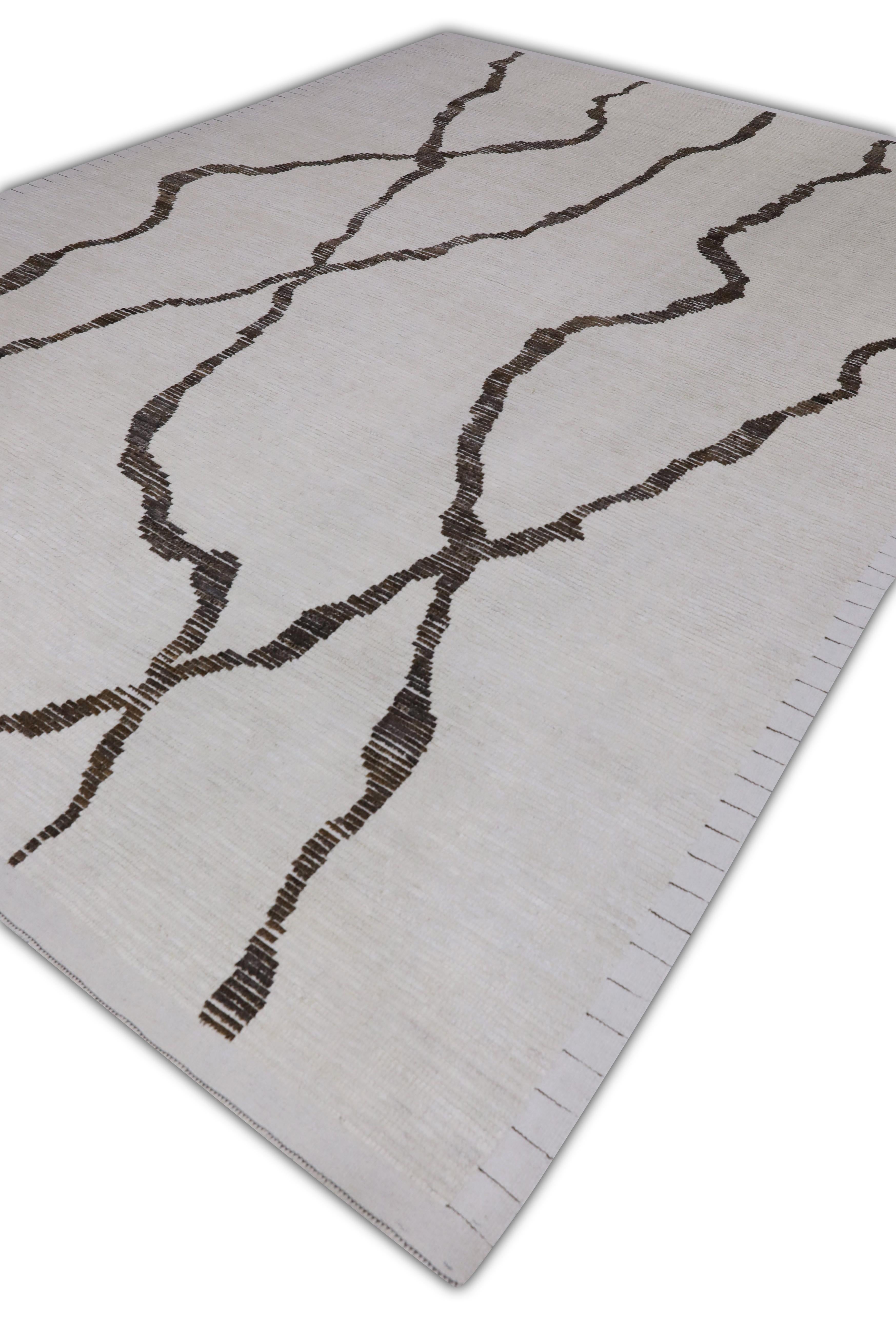 Handgefertigter Tulu-Teppich aus Wolle in geometrischem Design 9'1