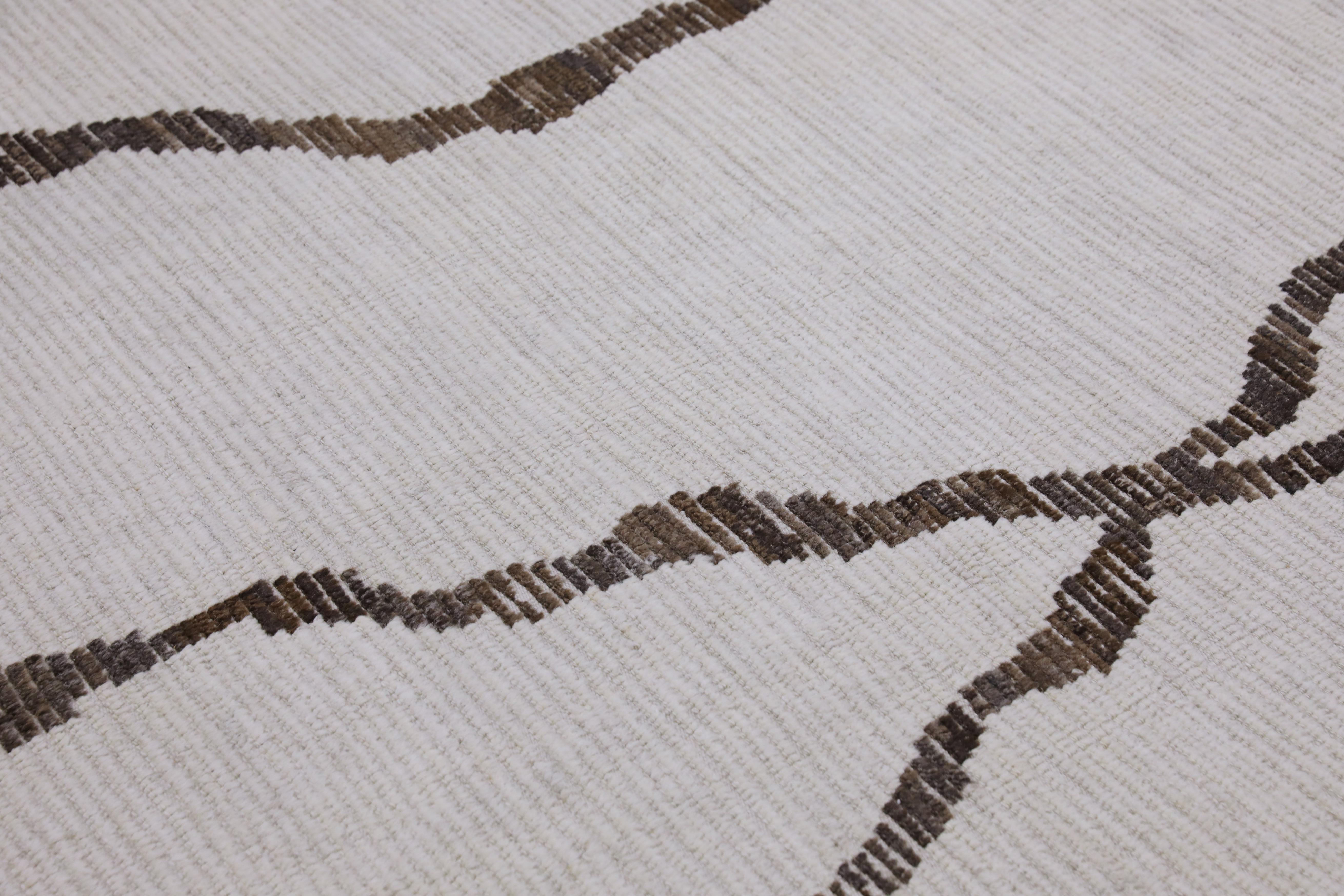 Handgefertigter Tulu-Teppich aus Wolle in geometrischem Design 9'1