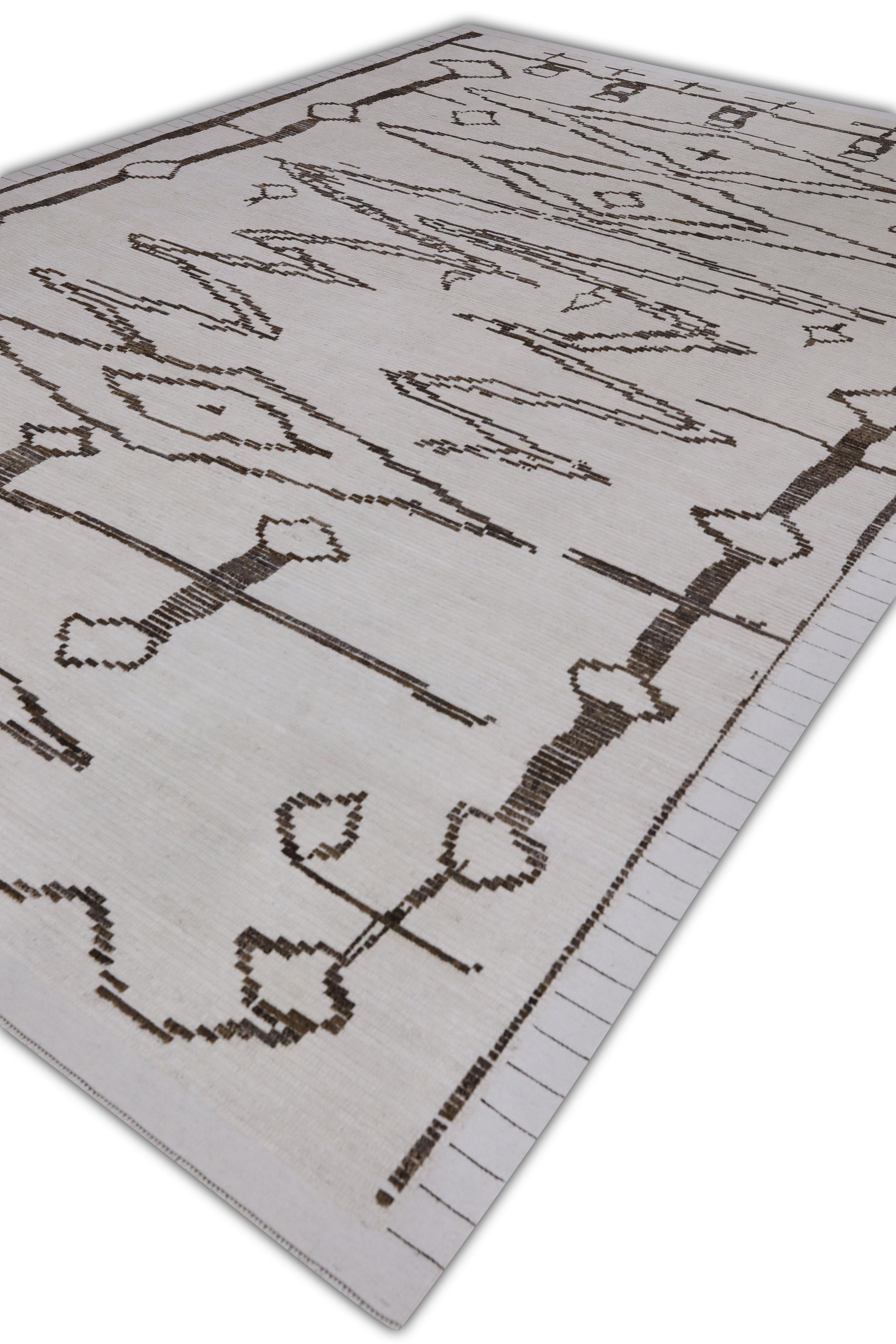 Handgefertigter Tulu-Teppich aus Wolle in geometrischem Design 9'1