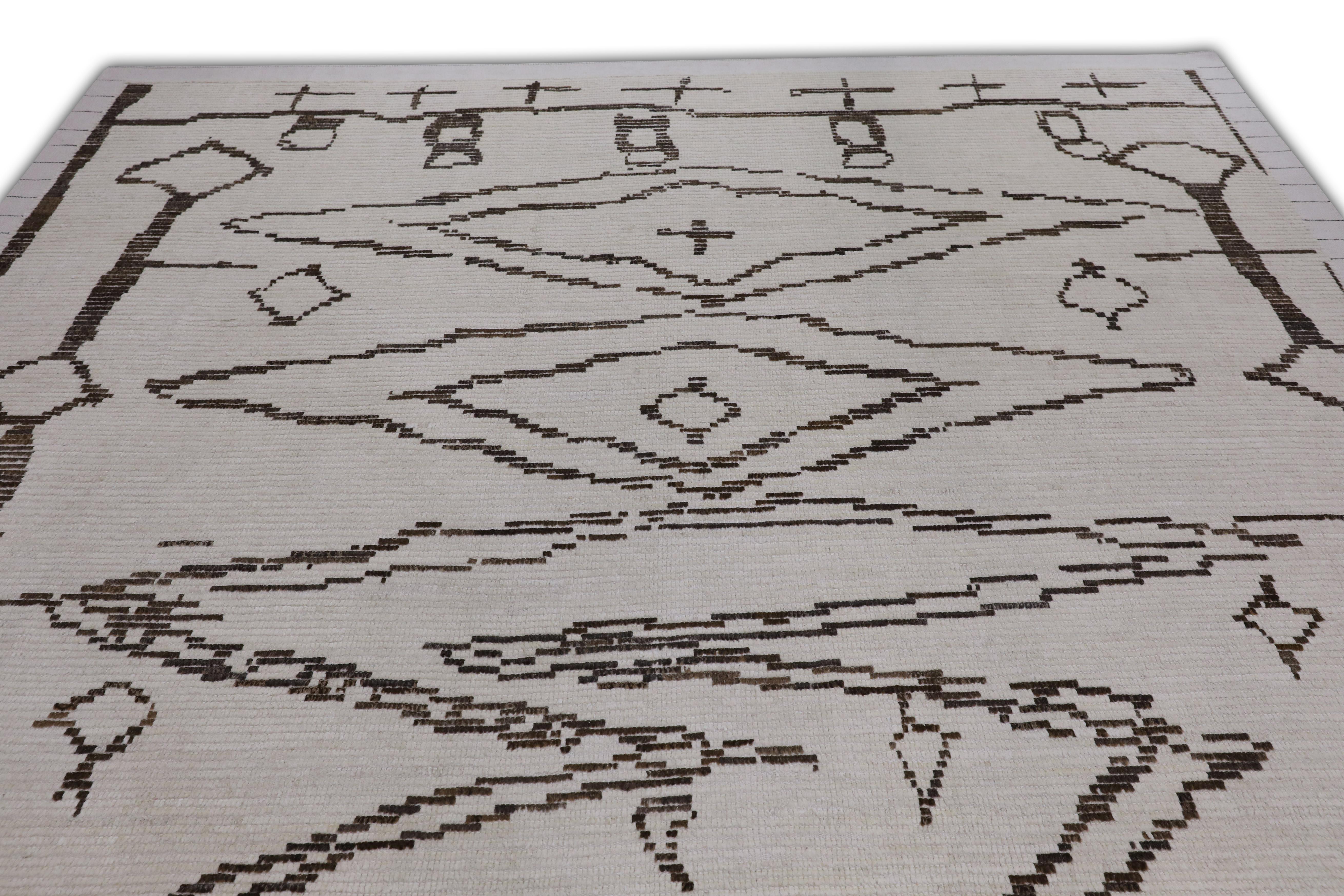 Handgefertigter Tulu-Teppich aus Wolle in geometrischem Design 9'1