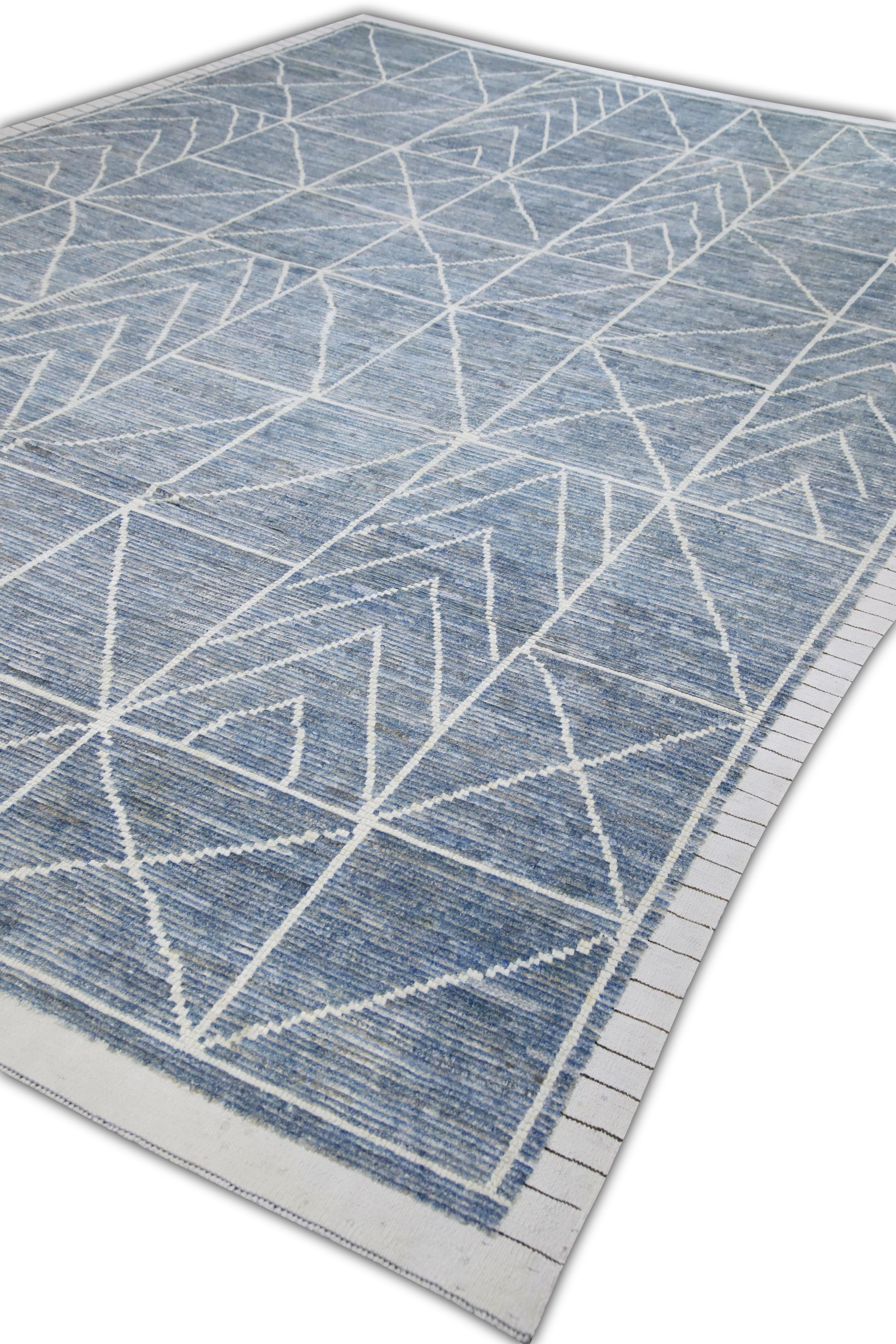 Handgefertigter Tulu-Teppich aus Wolle in geometrischem Design 9'11